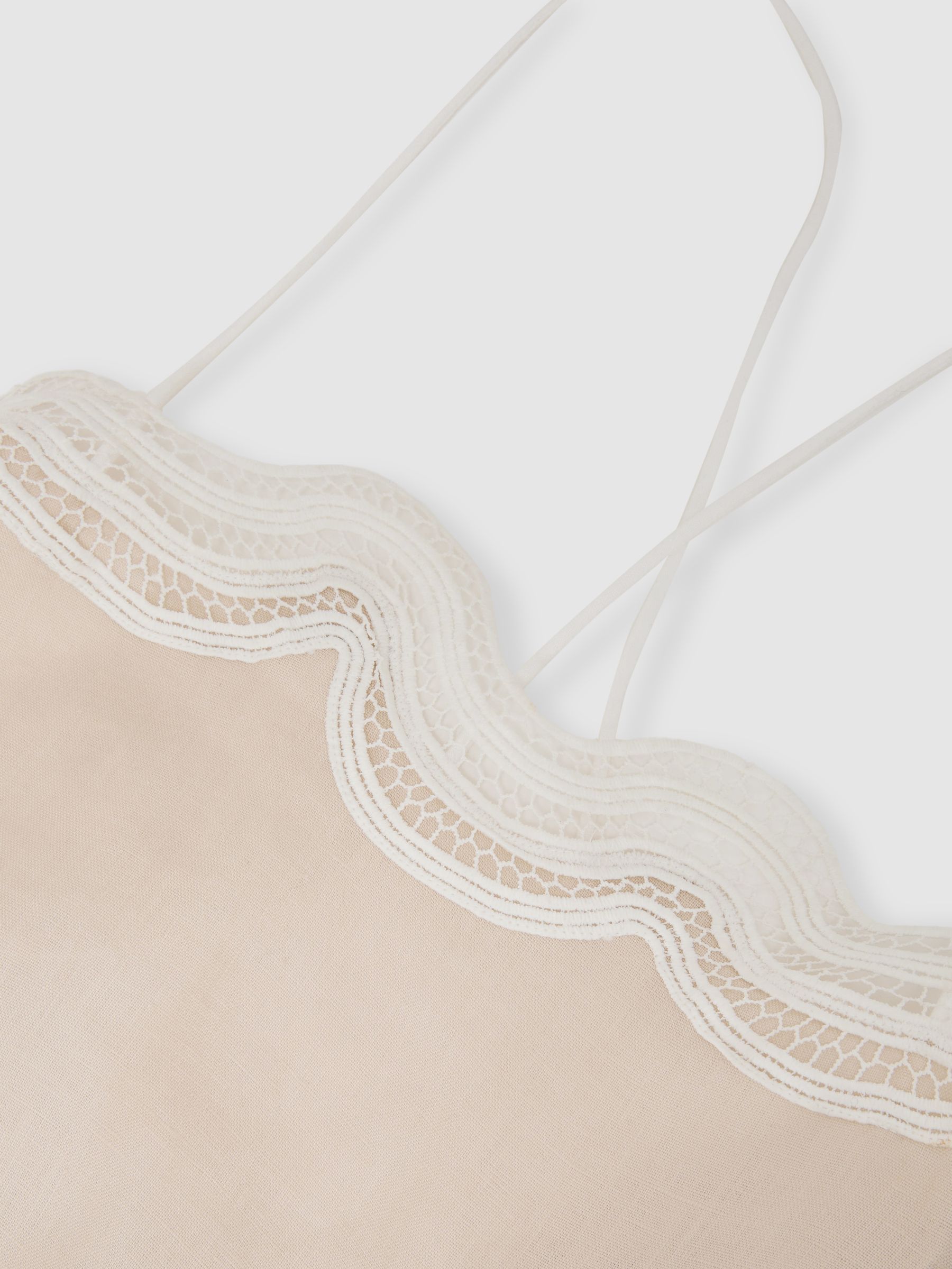 Linen Lace-Trim Beach Dress in Neutral - image 3