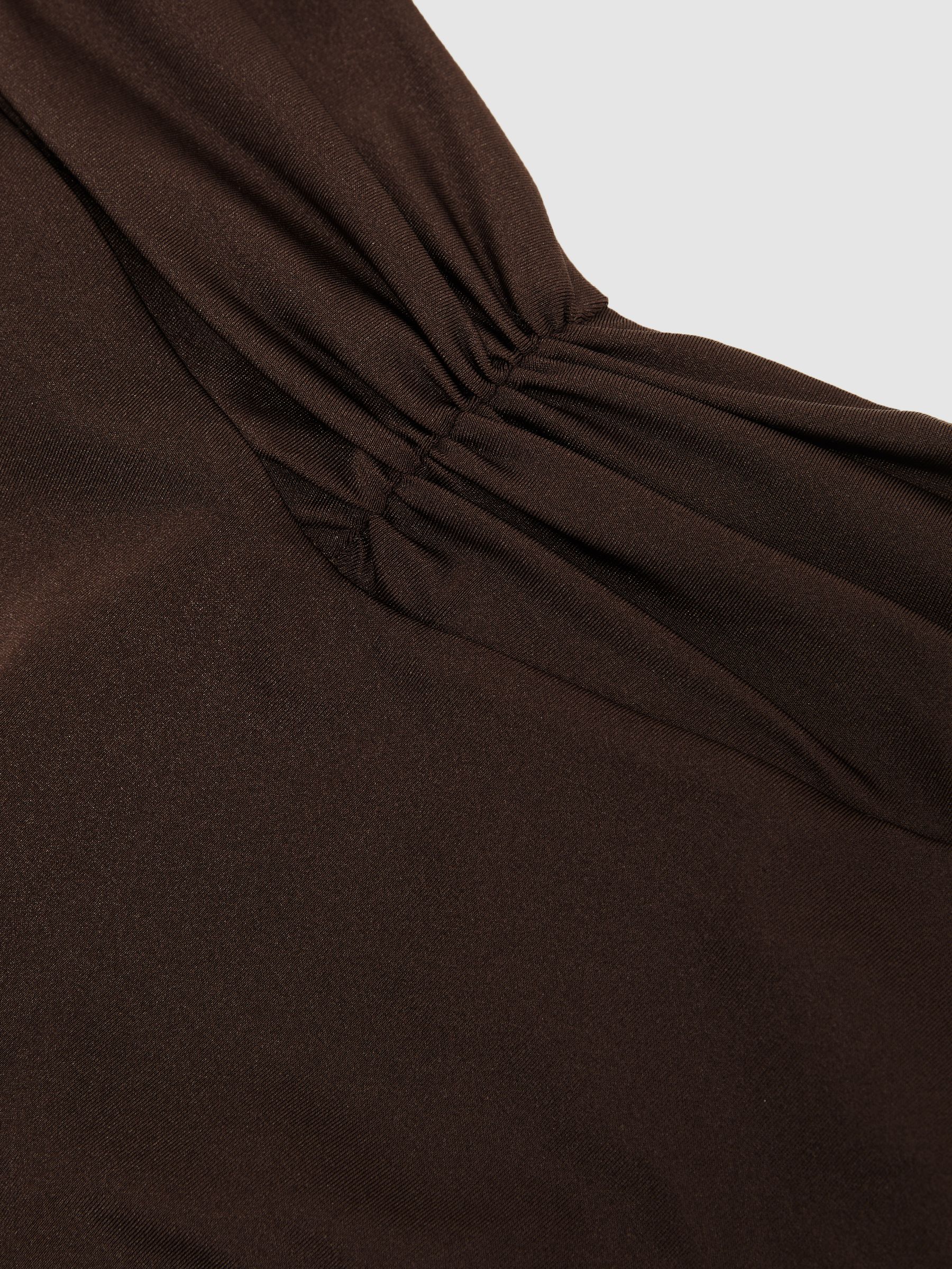 High-Waisted Ruched Bikini Bottoms in Chocolate Brown - image 3