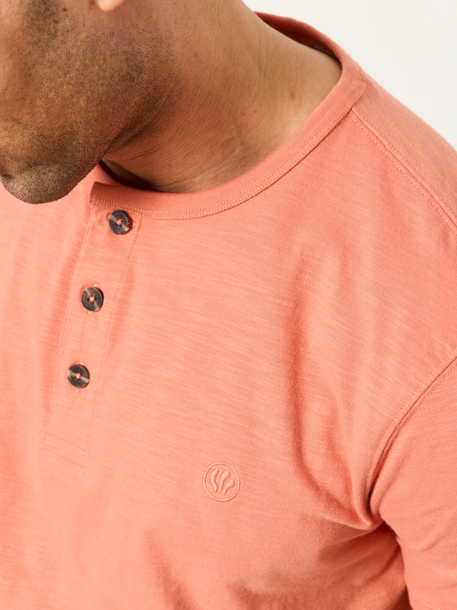 Coral Pink Short Sleeve Woodside Henley - Image 4 of 5
