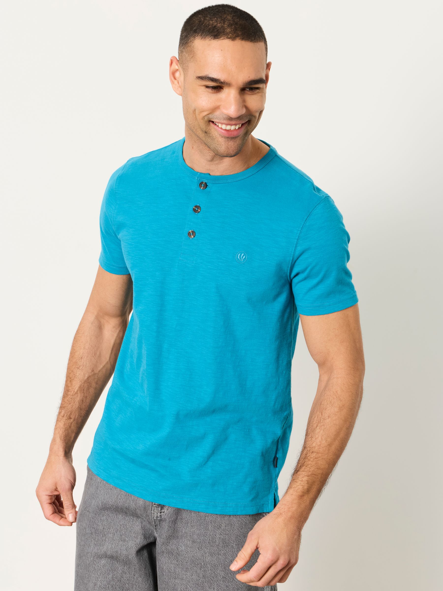 Turquoise Blue Short Sleeve Woodside Henley - Image 1 of 6