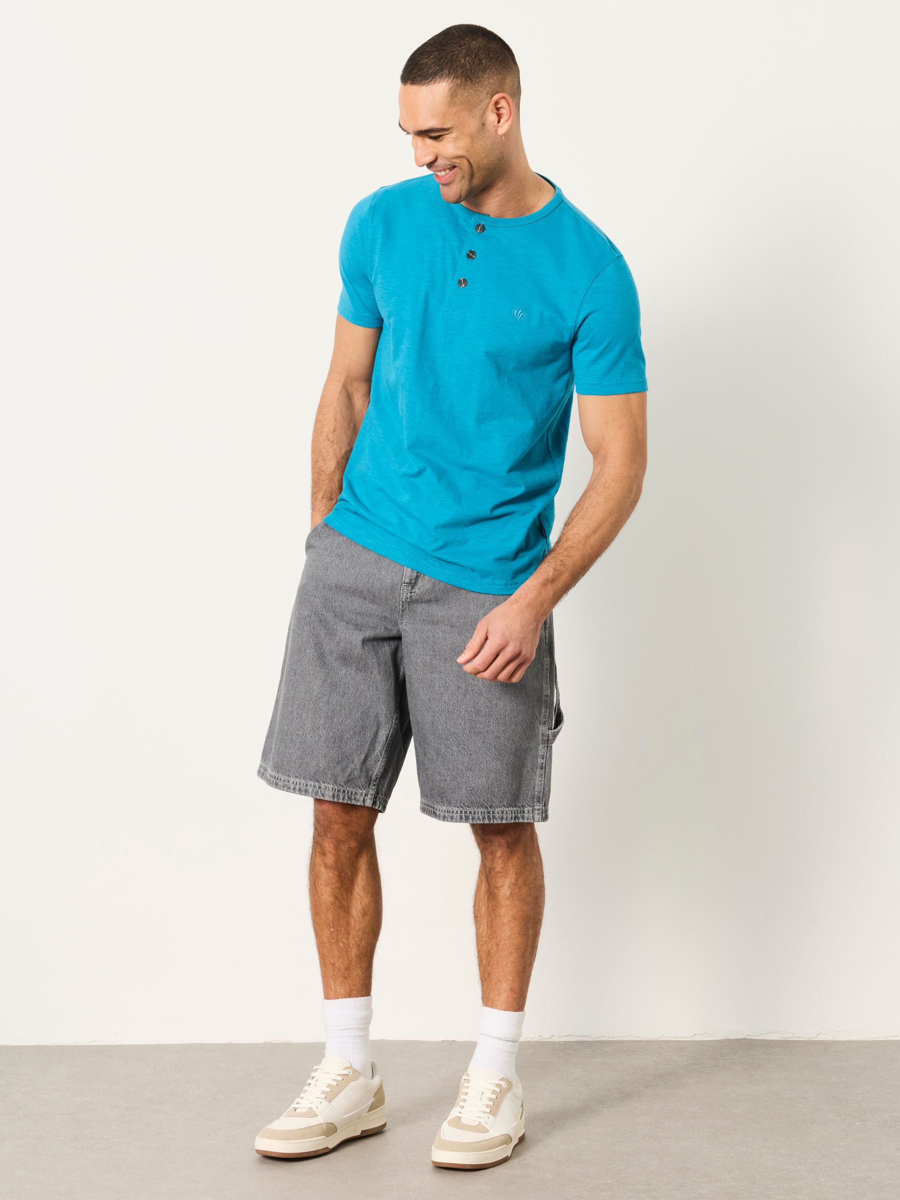 Turquoise Blue Short Sleeve Woodside Henley - Image 3 of 6