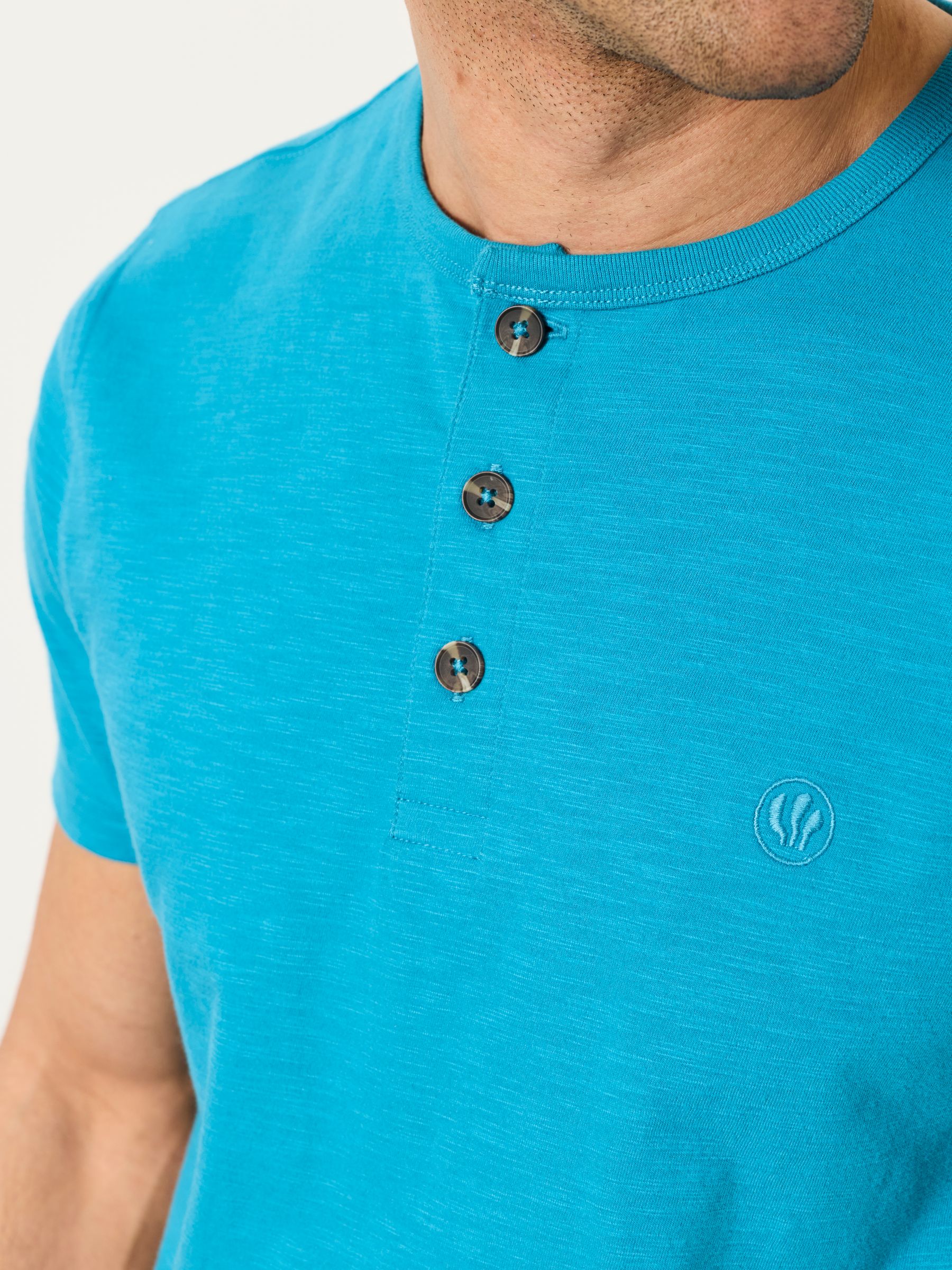 Turquoise Blue Short Sleeve Woodside Henley - Image 4 of 6
