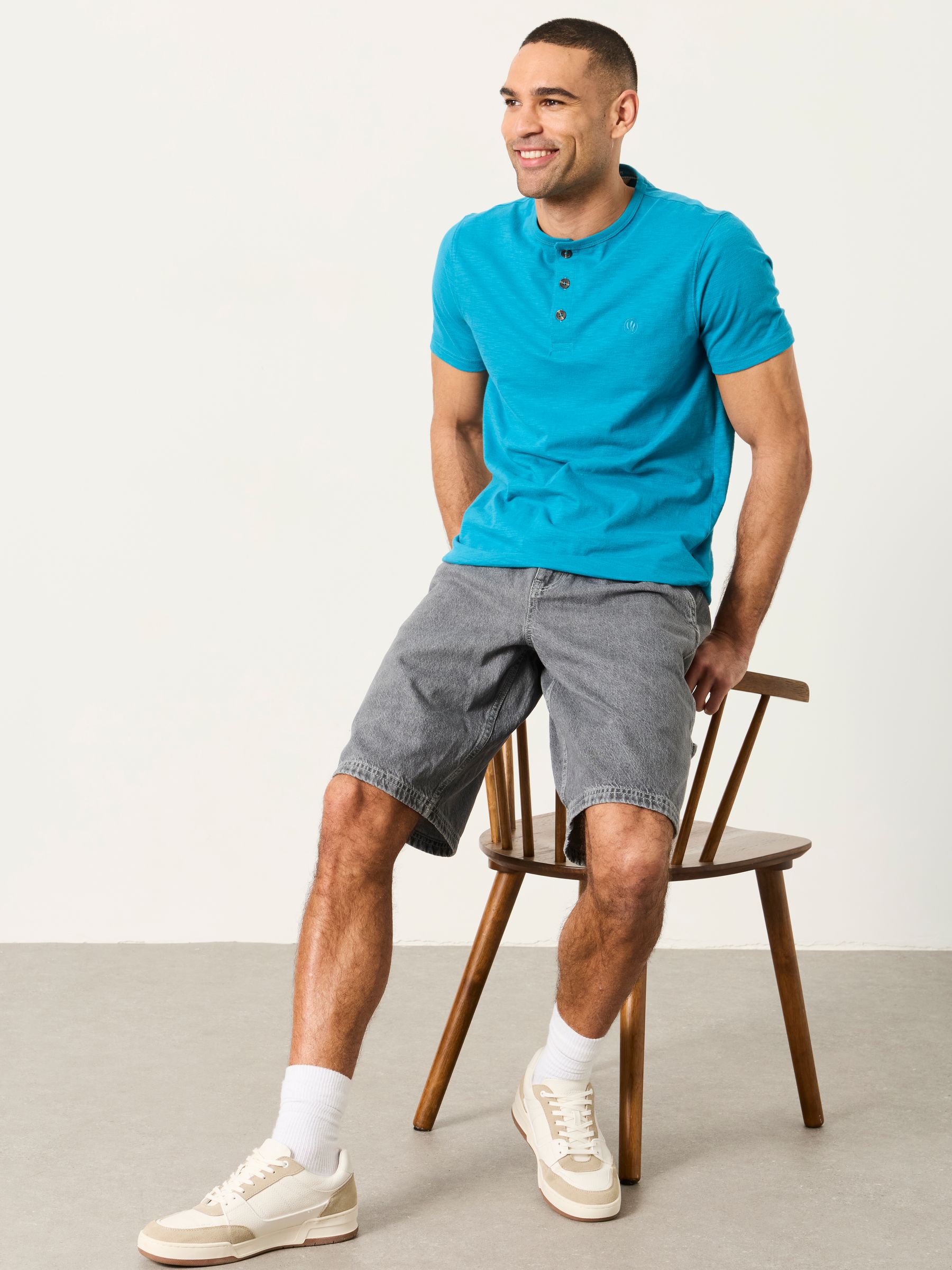 Turquoise Blue Short Sleeve Woodside Henley - Image 5 of 6
