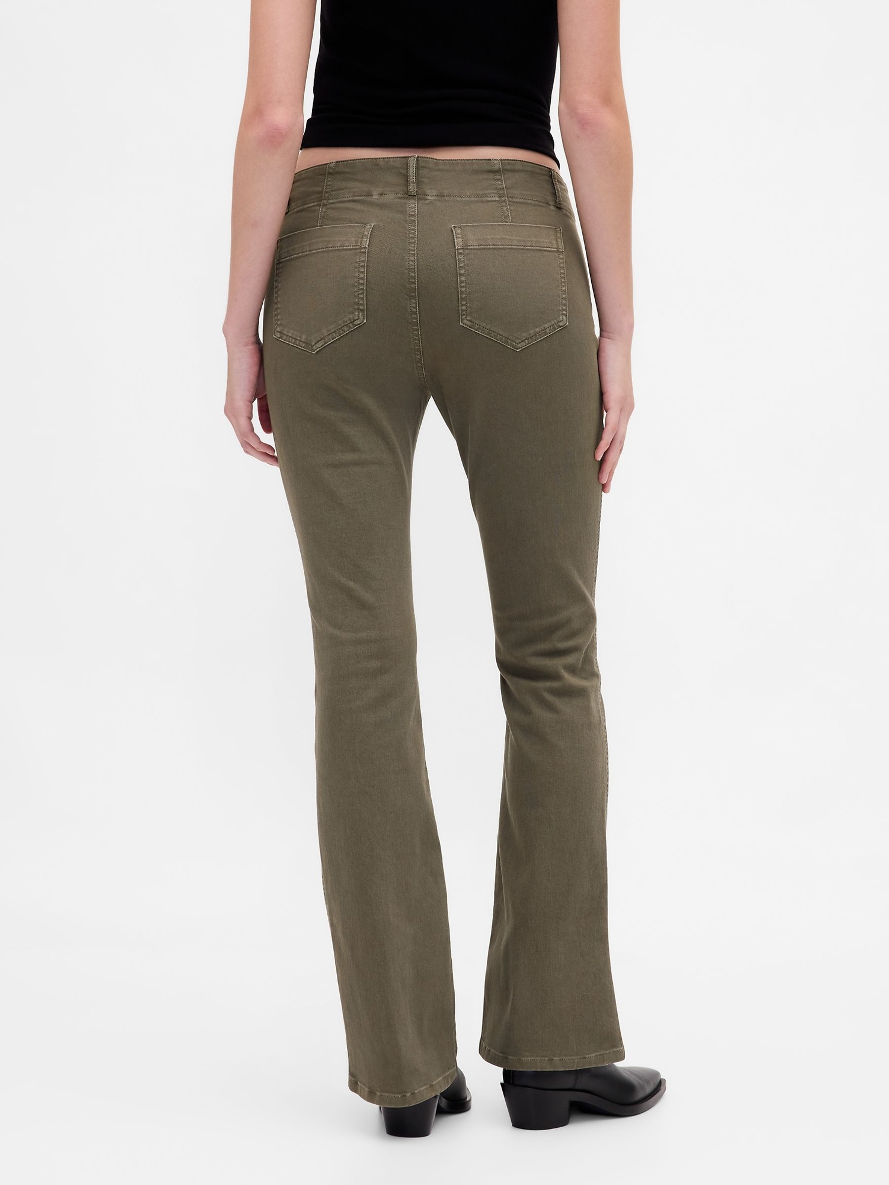 Khaki Green Low Waisted Twill Long and Lean Trousers - Image 2 of 6