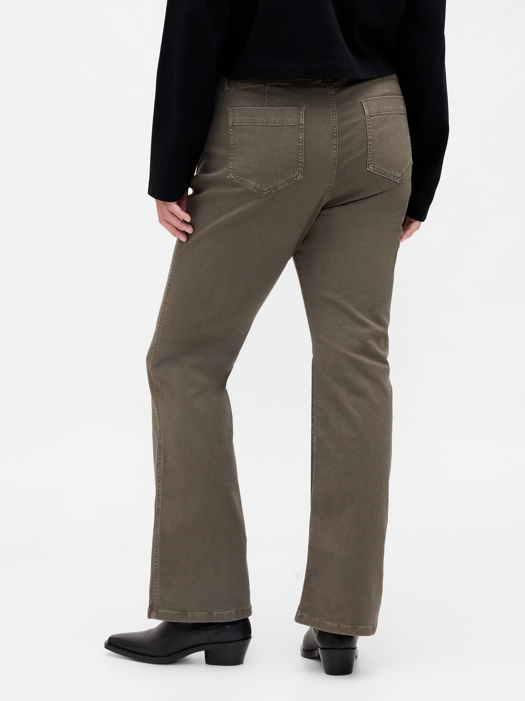 Khaki Green Low Waisted Twill Long and Lean Trousers - Image 6 of 6