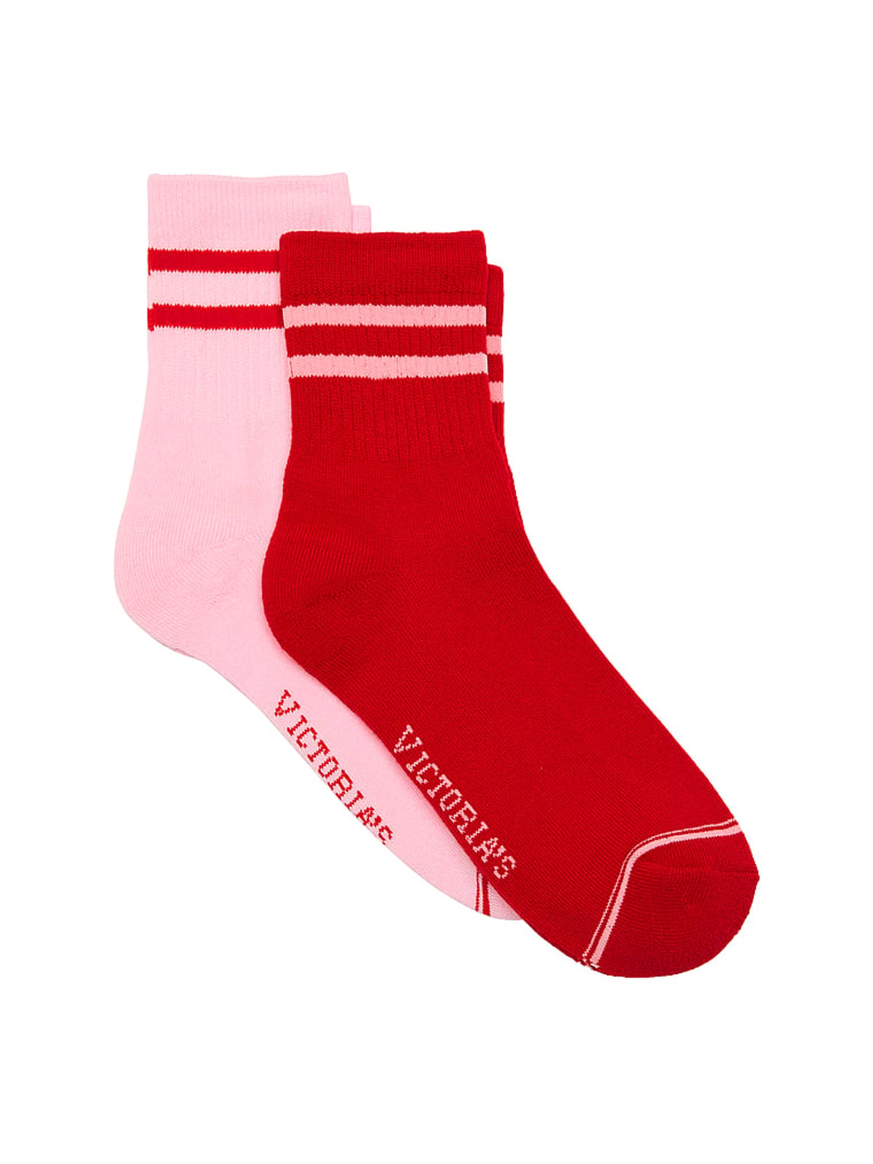 Pink & Red 2 Pack Quarter Socks - Image 1 of 2