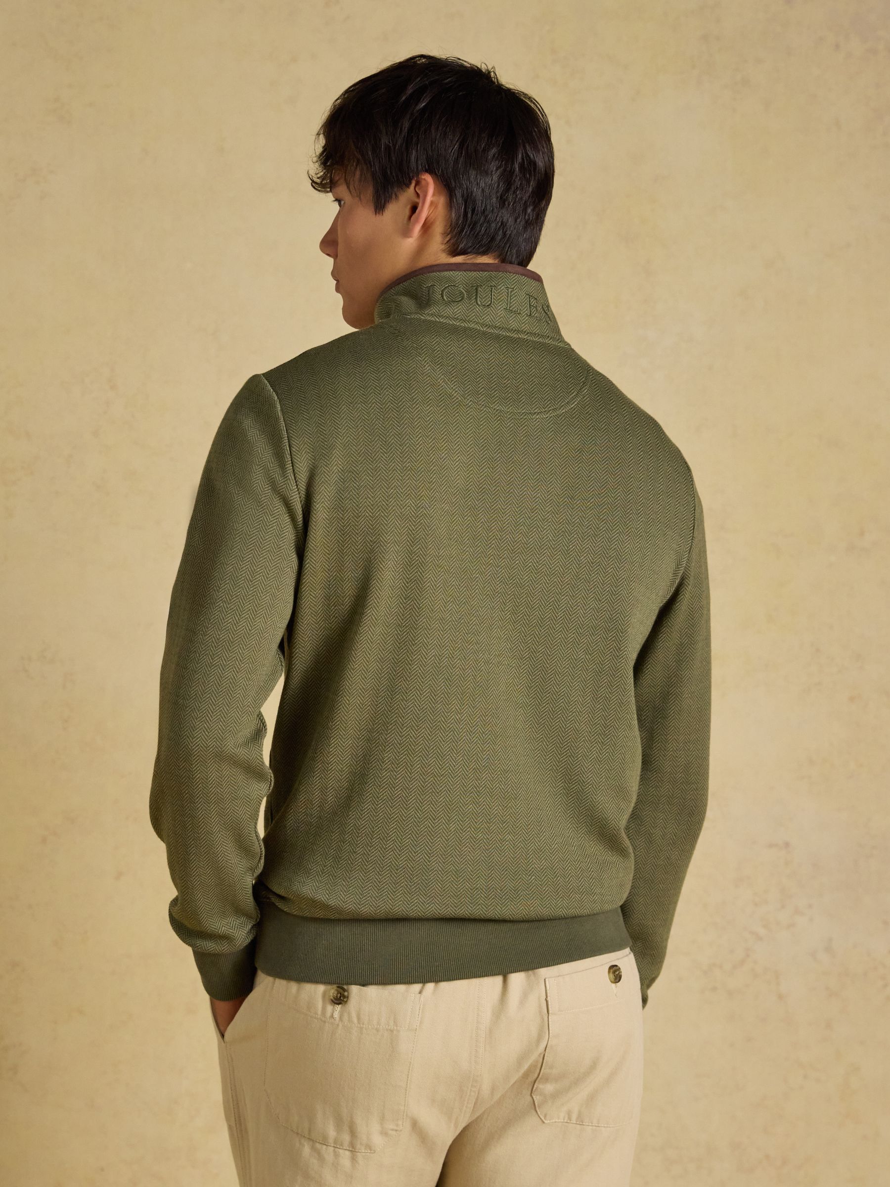 Green Herringbone Quarter Zip Sweatshirt - Image 3 of 8