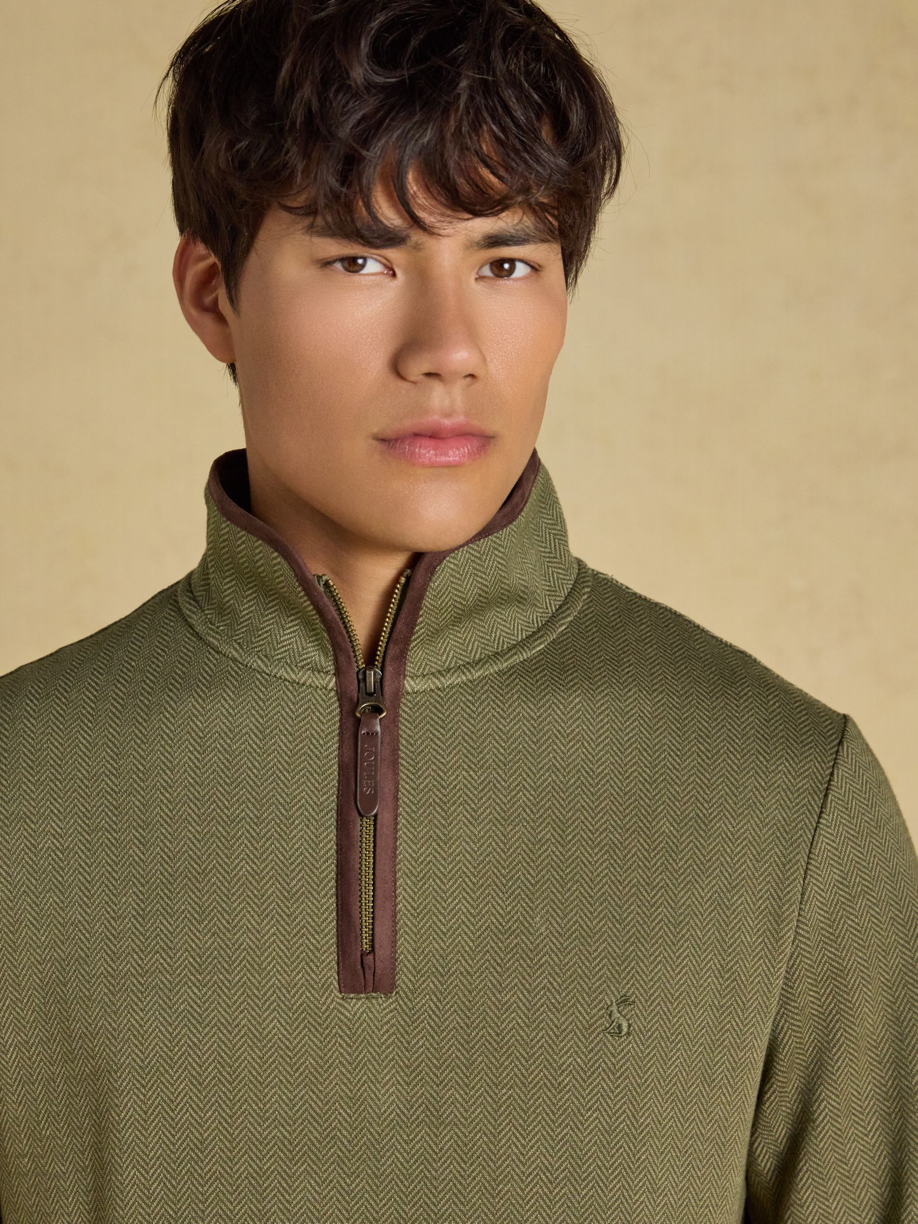 Green Herringbone Quarter Zip Sweatshirt - Image 5 of 8