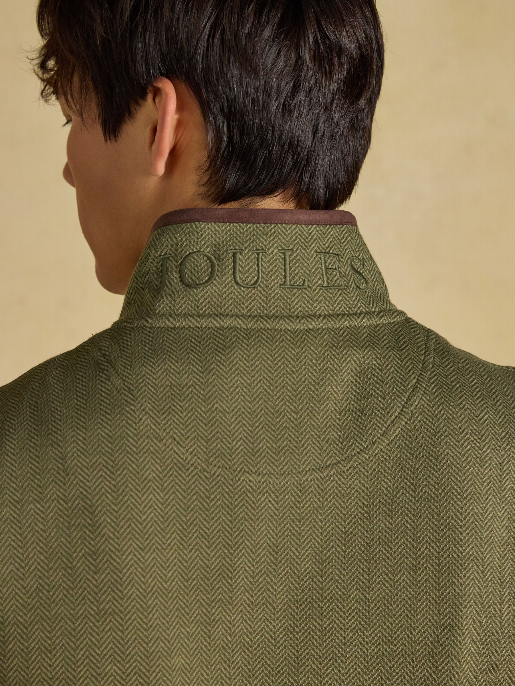 Green Herringbone Quarter Zip Sweatshirt - Image 7 of 8
