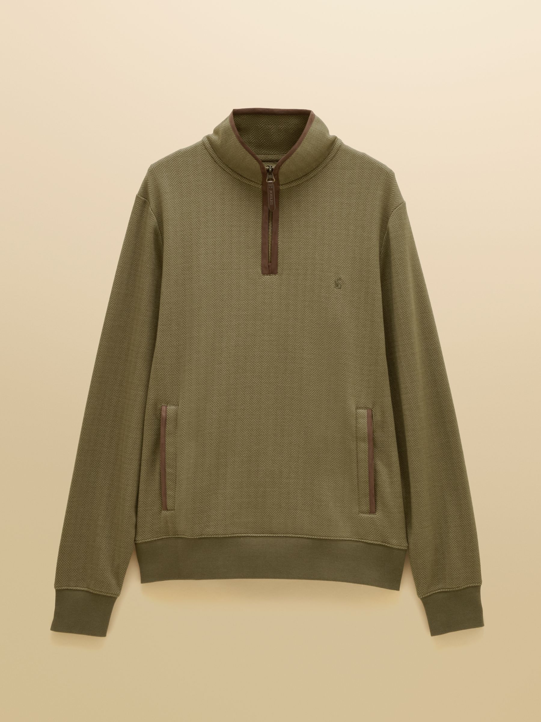 Green Herringbone Quarter Zip Sweatshirt - Image 8 of 8