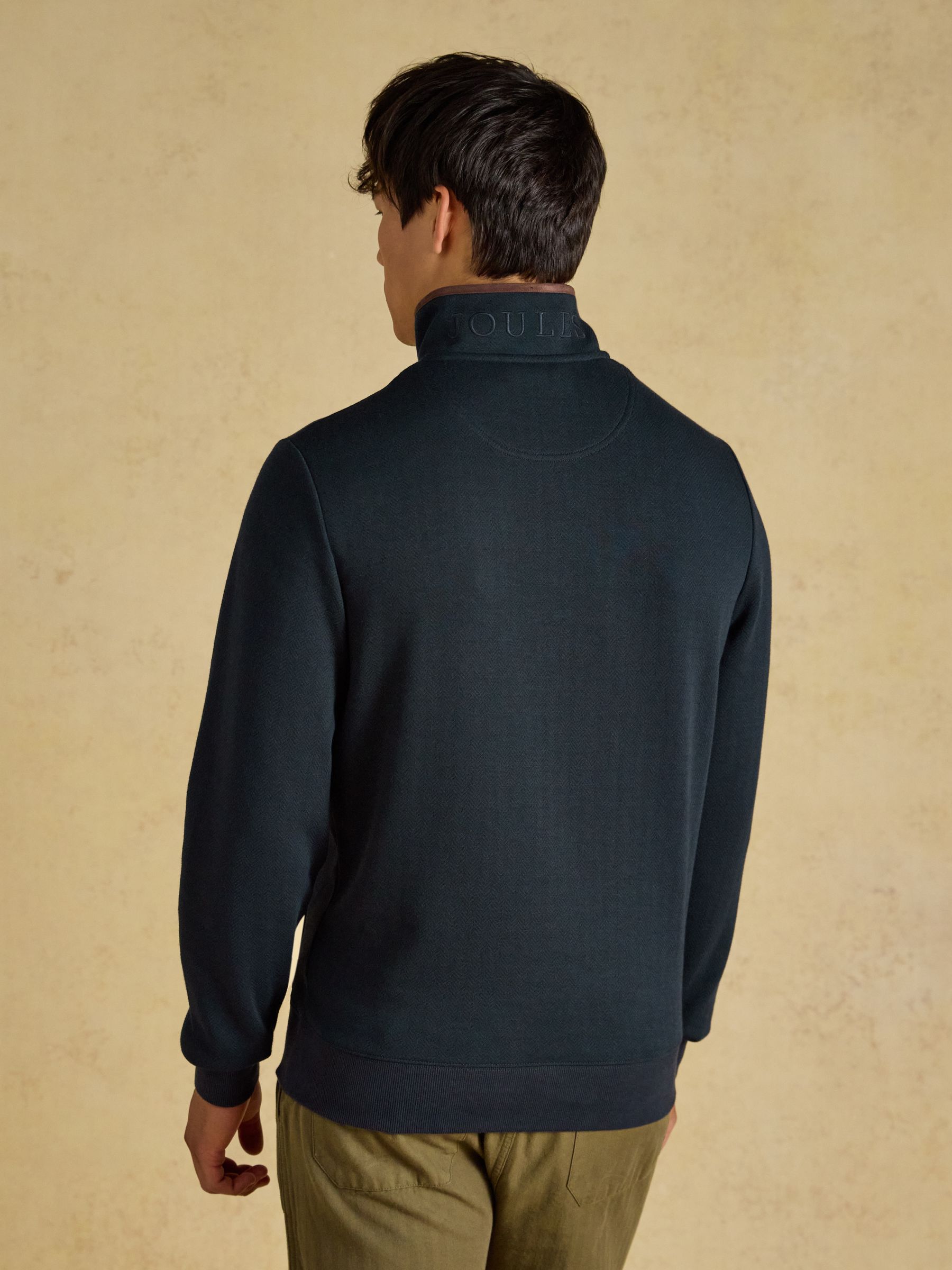 Navy Herringbone Quarter Zip Sweatshirt - Image 2 of 7