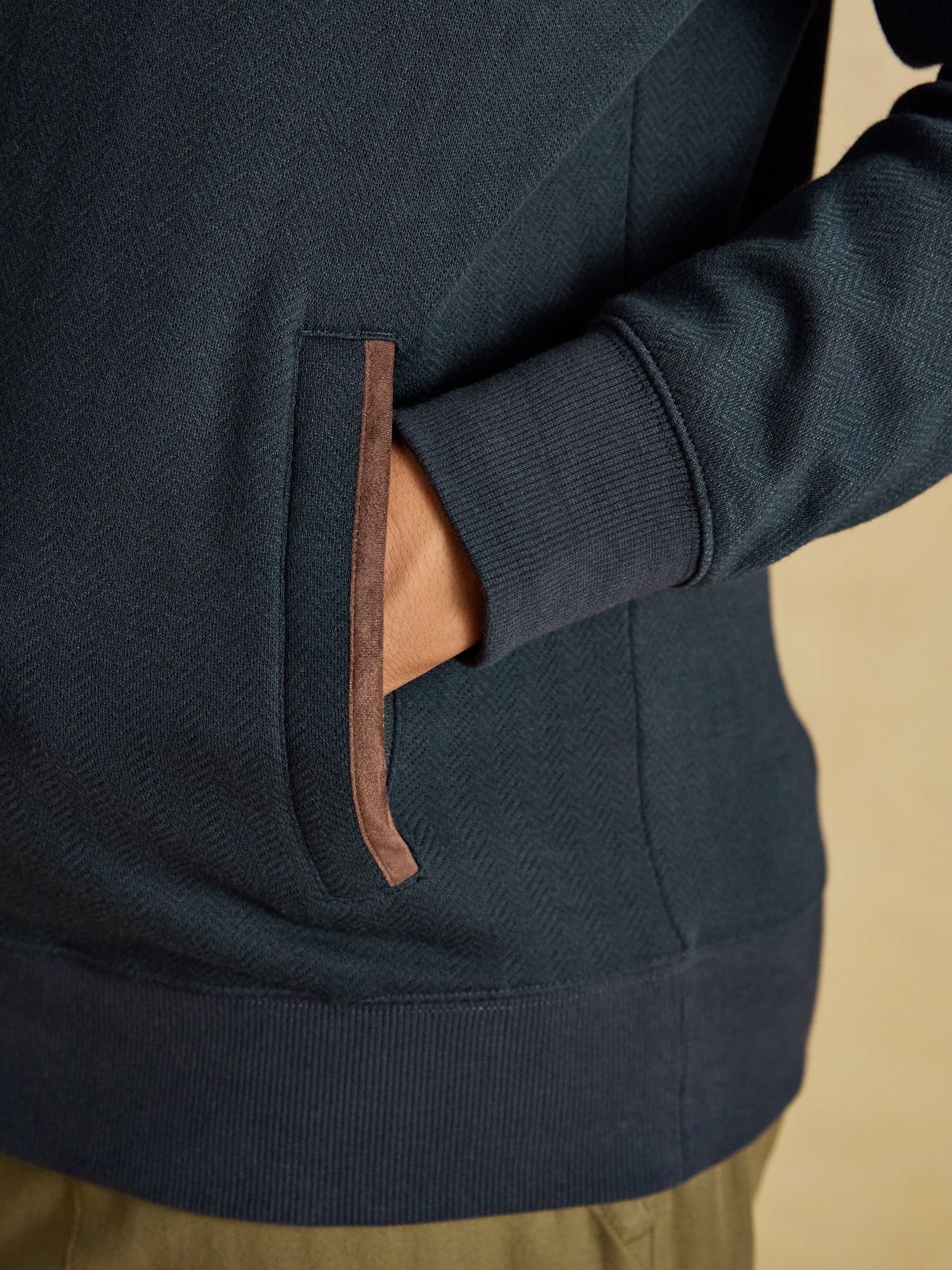 Navy Herringbone Quarter Zip Sweatshirt - Image 4 of 7