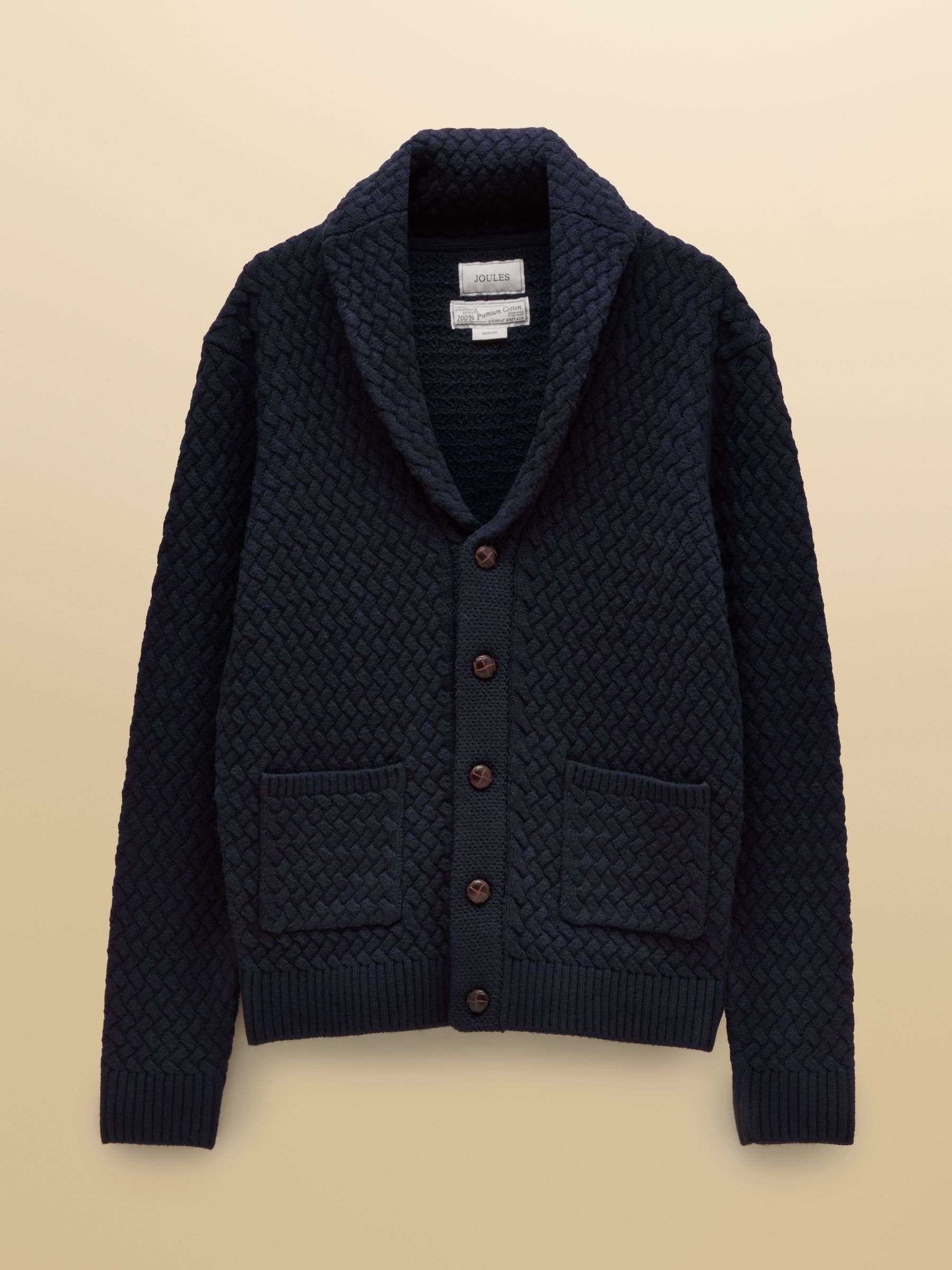 Navy Shawl Neck Knitted Cardigan - Image 8 of 8