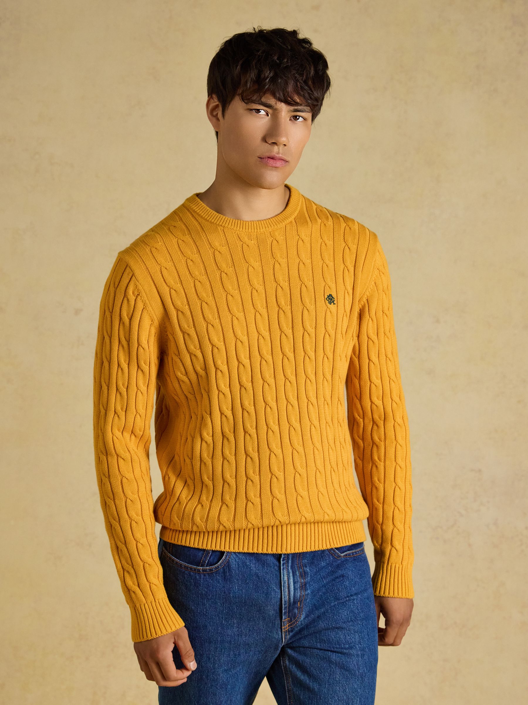 Yellow Cable Crew Jumper - Image 1 of 8