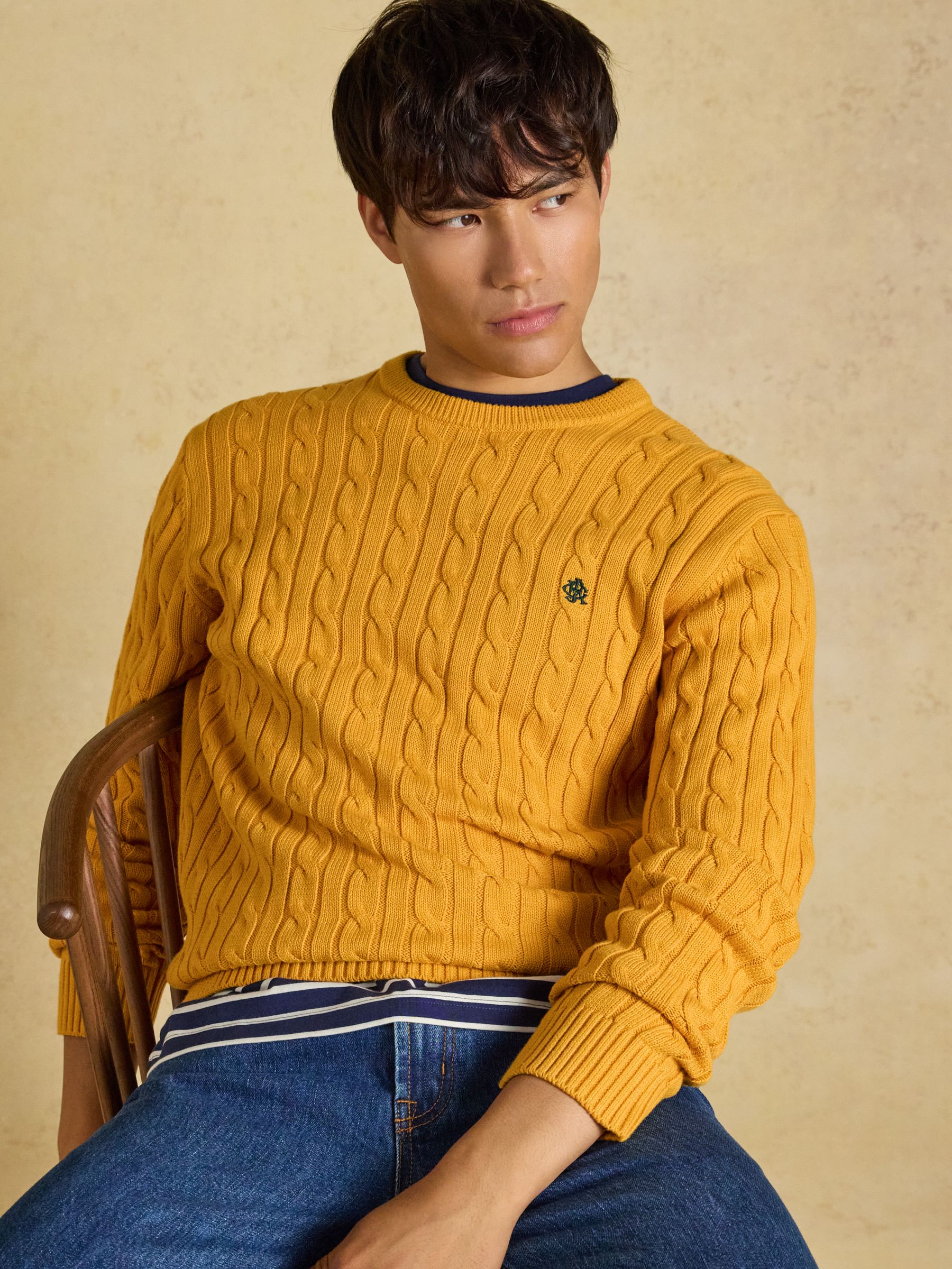 Yellow Cable Crew Jumper - Image 3 of 8