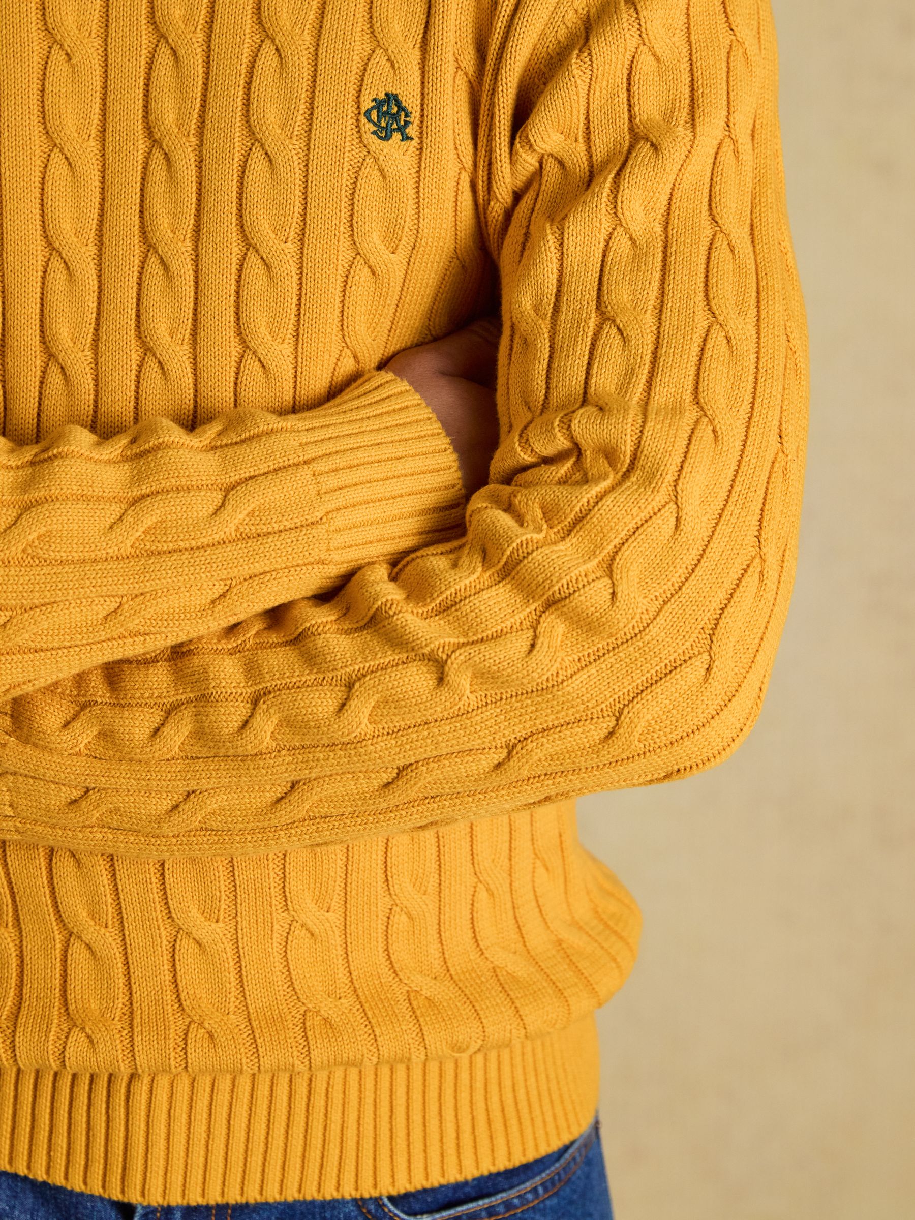 Yellow Cable Crew Jumper - Image 4 of 8