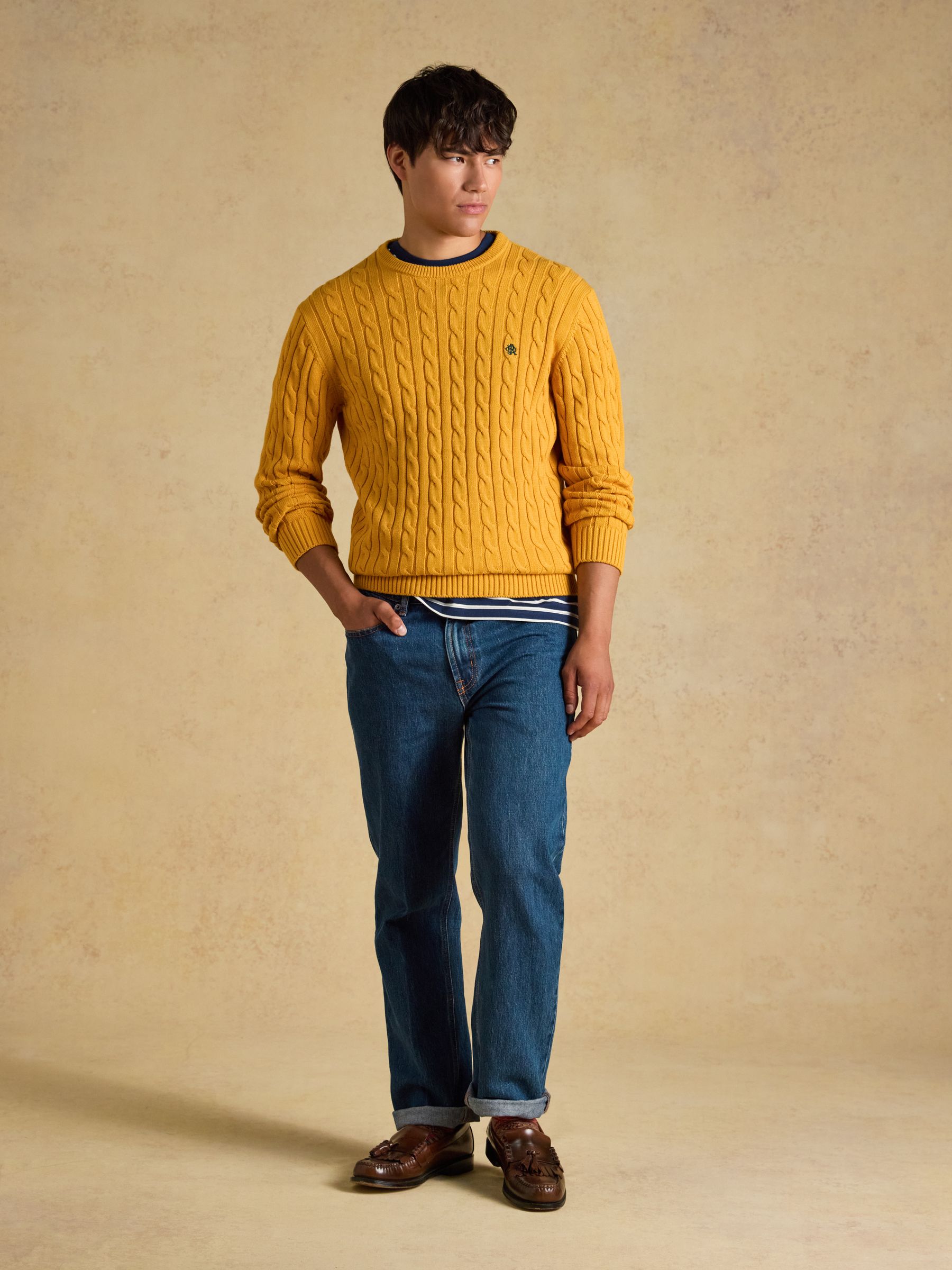 Yellow Cable Crew Jumper - Image 5 of 8