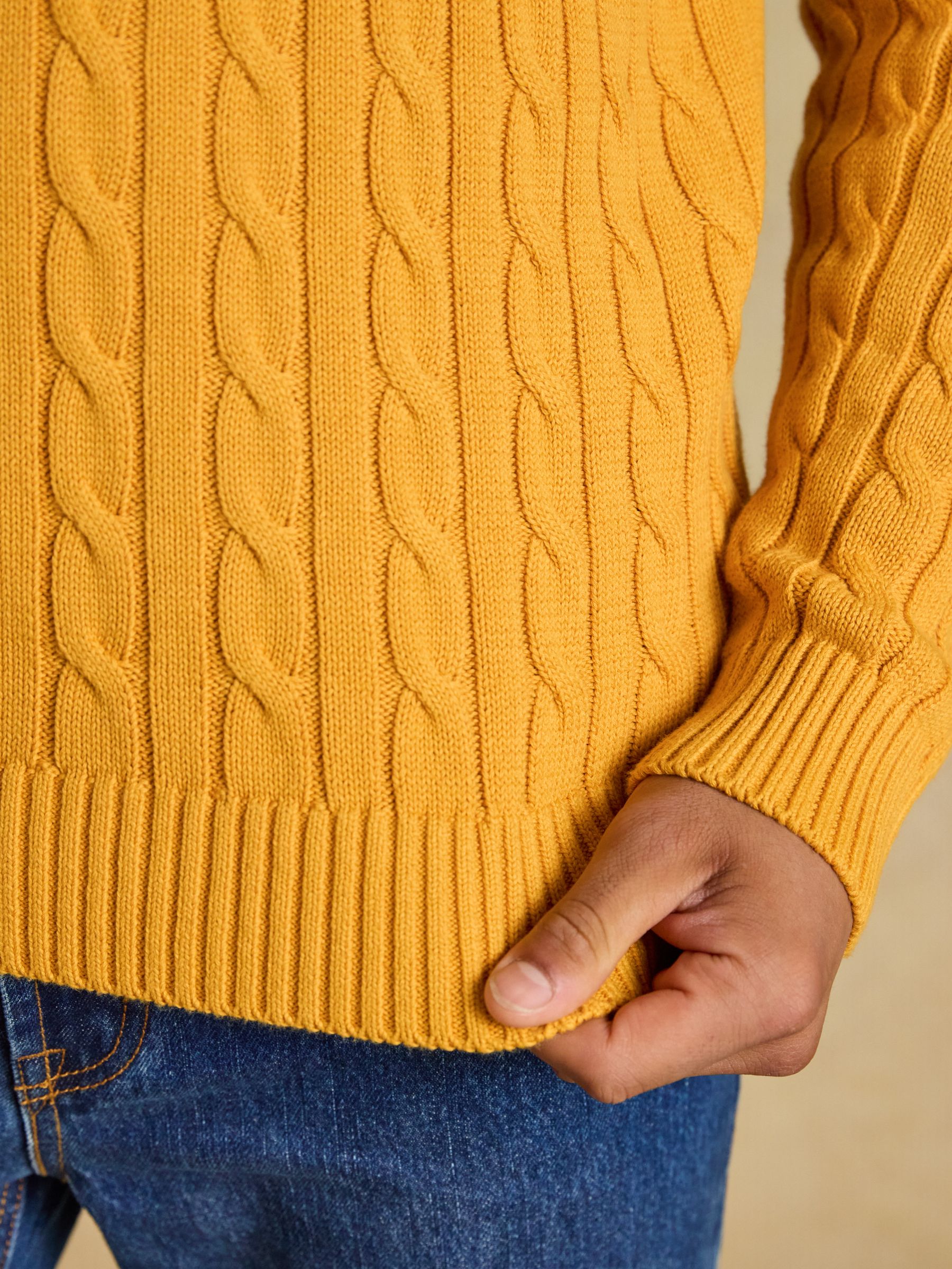 Yellow Cable Crew Jumper - Image 6 of 8