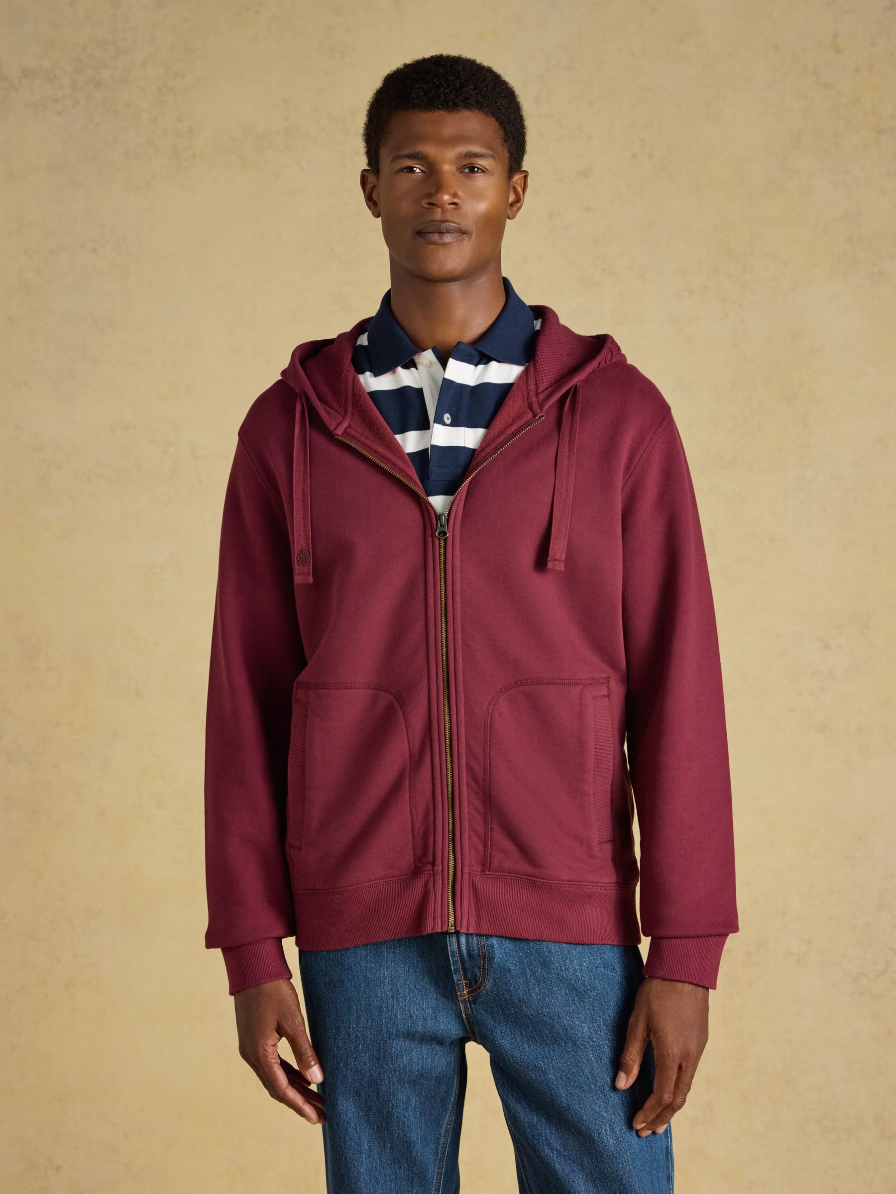 Burgundy Red Zip Through Hoodie - Image 1 of 9 Burgundy Red Zip Through Hoodie - Image 1 of 9
