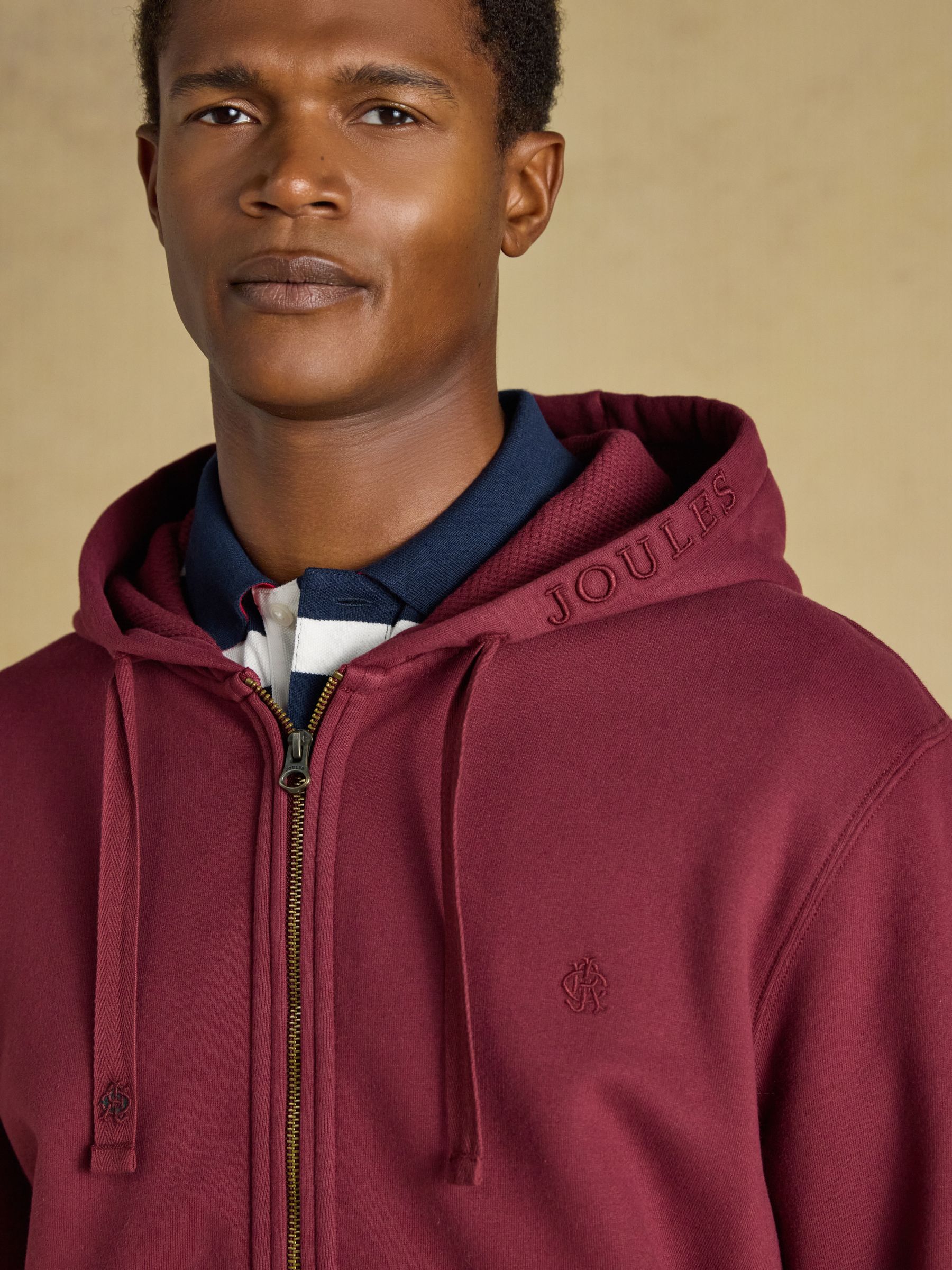 Burgundy Red Zip Through Hoodie - Image 3 of 9