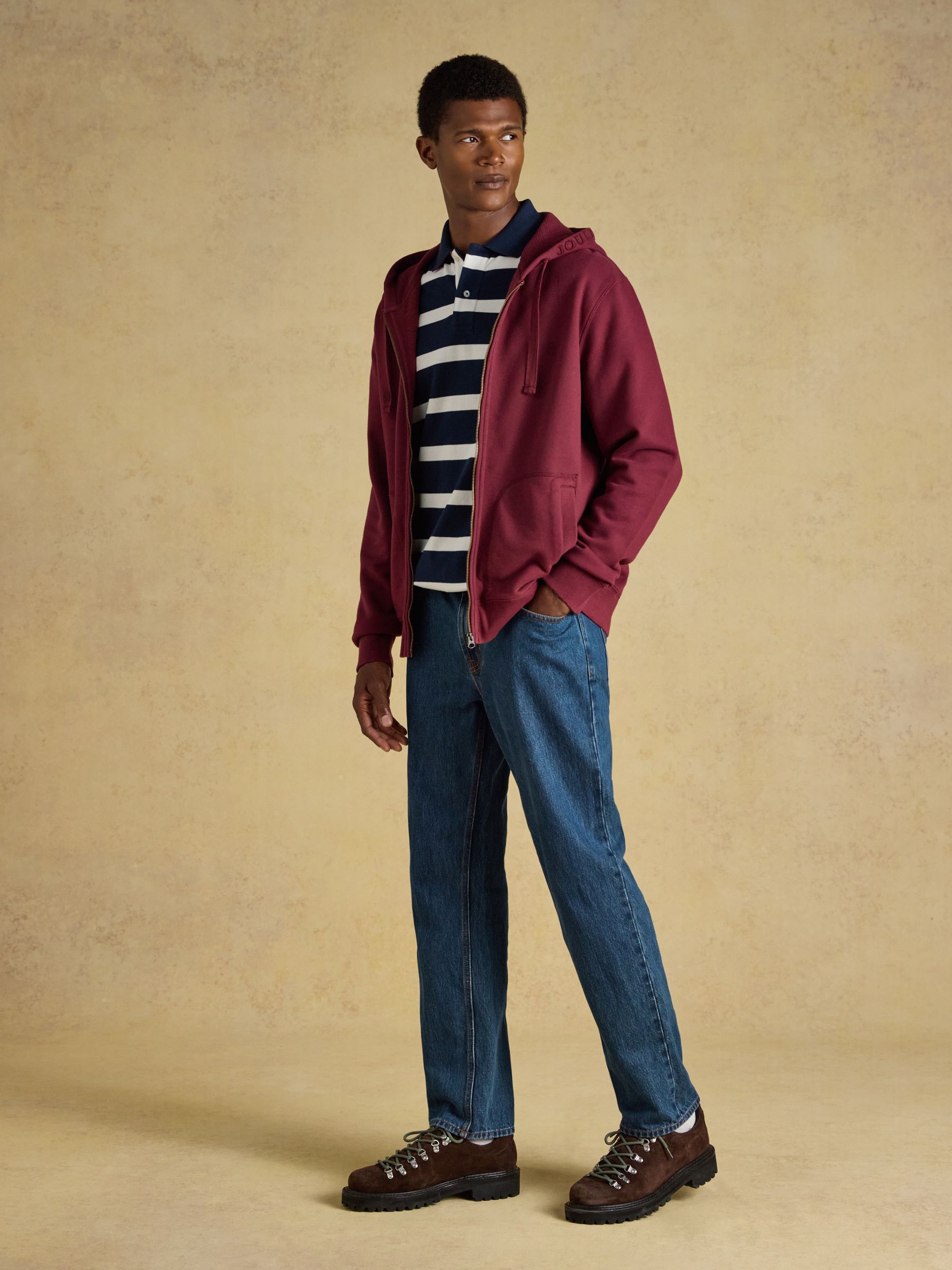 Burgundy Red Zip Through Hoodie - Image 4 of 9