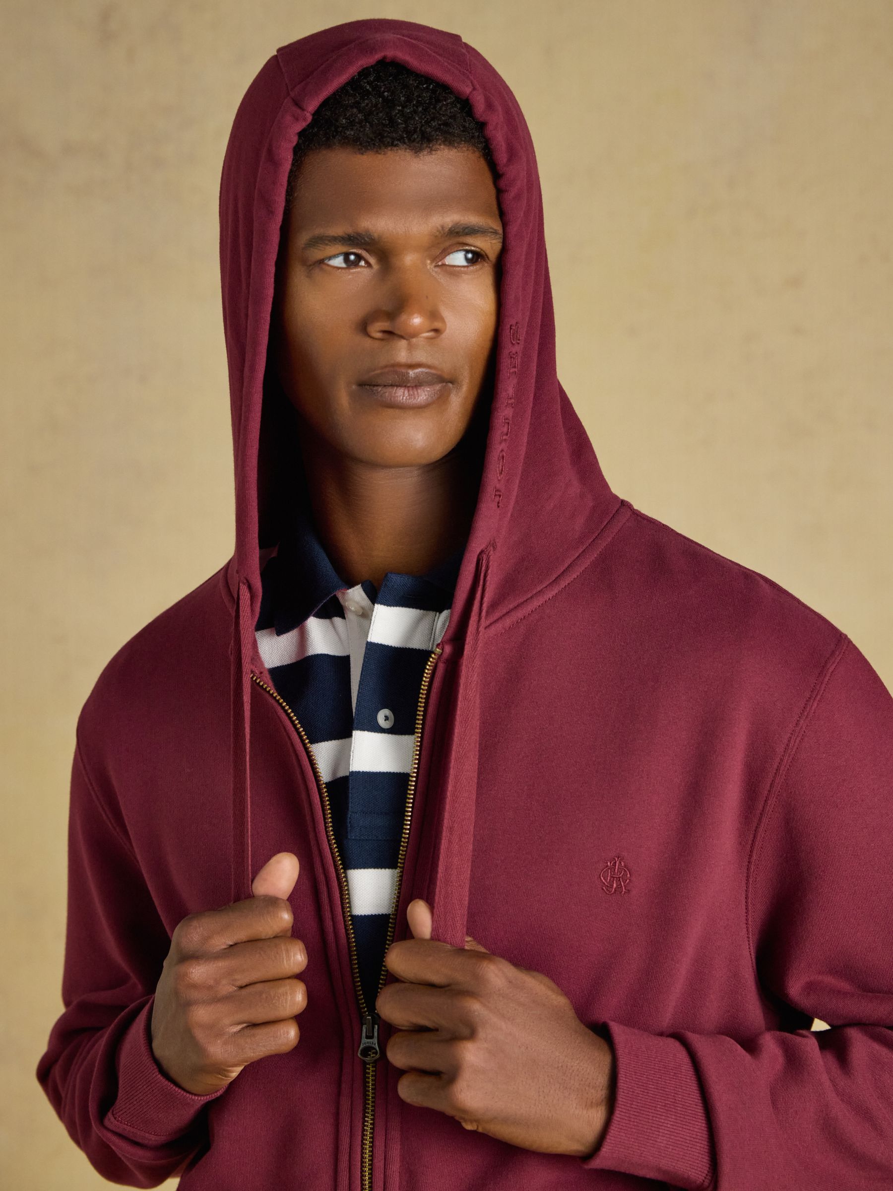 Burgundy Red Zip Through Hoodie - Image 5 of 9