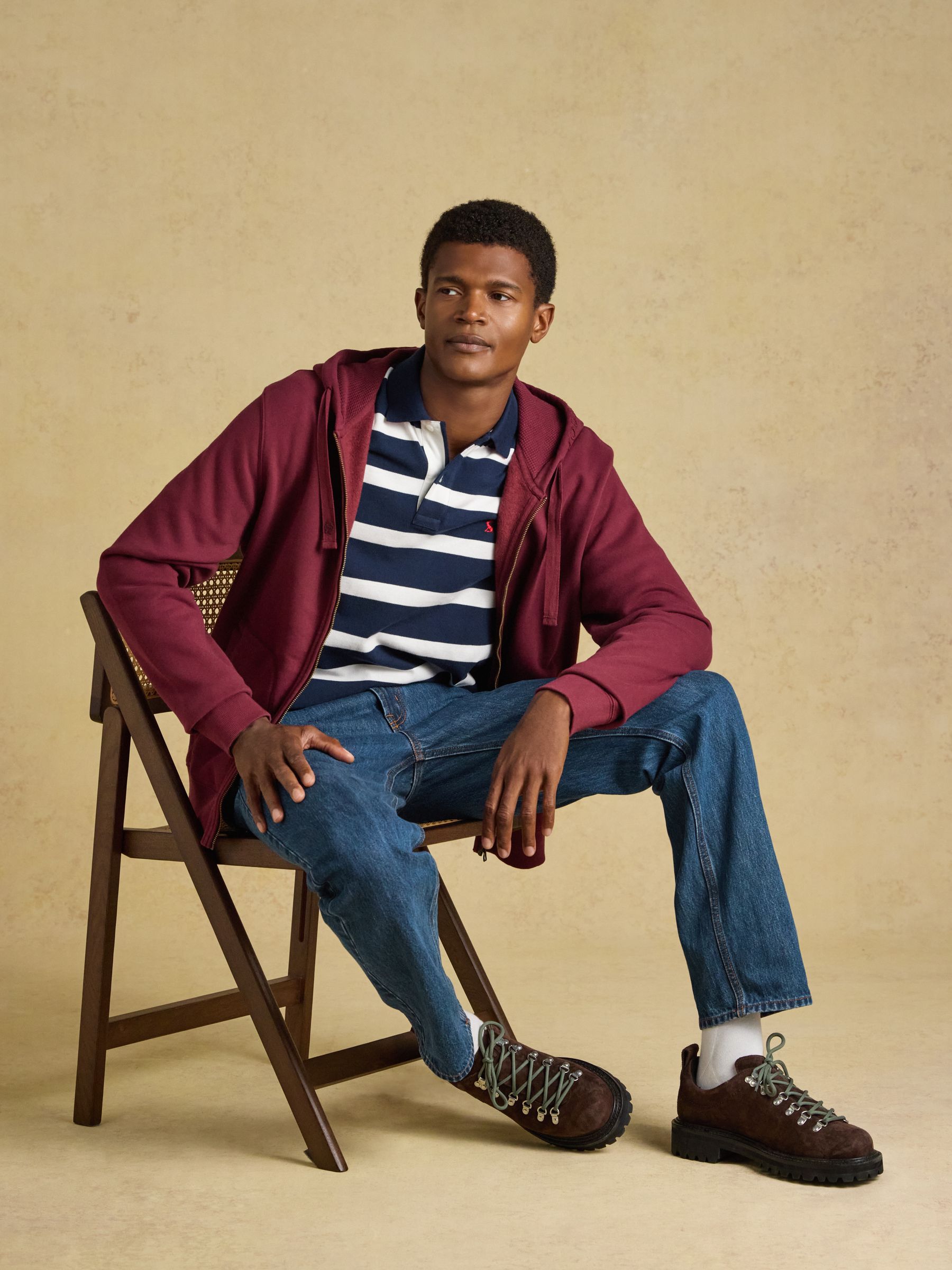 Burgundy Red Zip Through Hoodie - Image 7 of 9