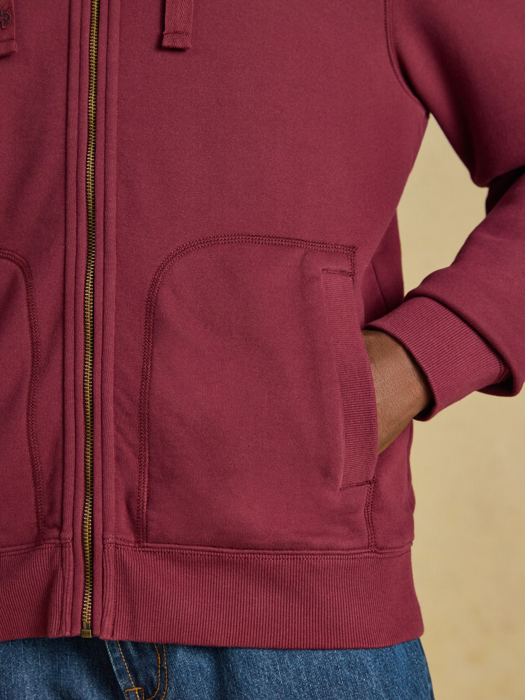 Burgundy Red Zip Through Hoodie - Image 8 of 9