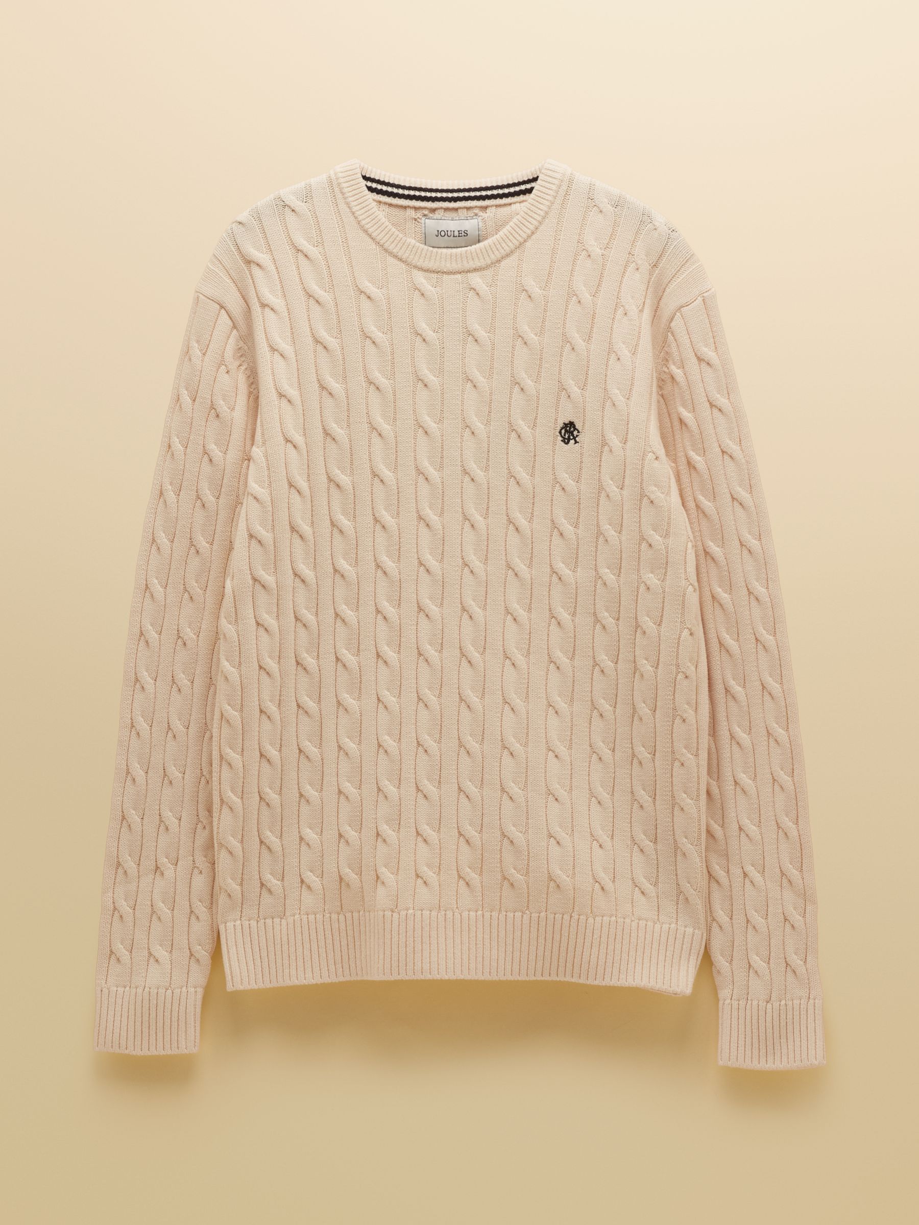 Cream Crew Neck Cotton Cable Knit Jumper - Image 6 of 6