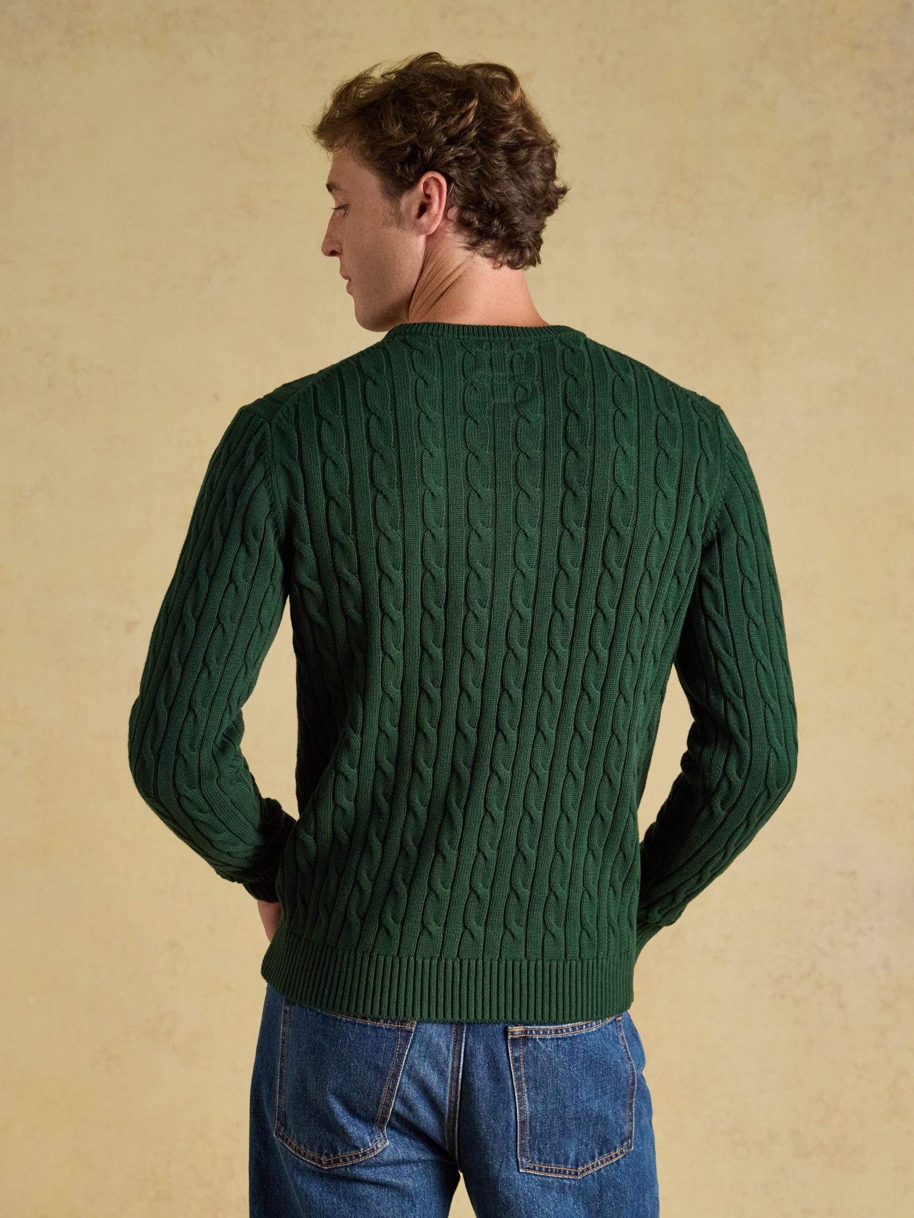 Green Cable Crew Jumper - Image 2 of 7 Green Cable Crew Jumper - Image 2 of 7