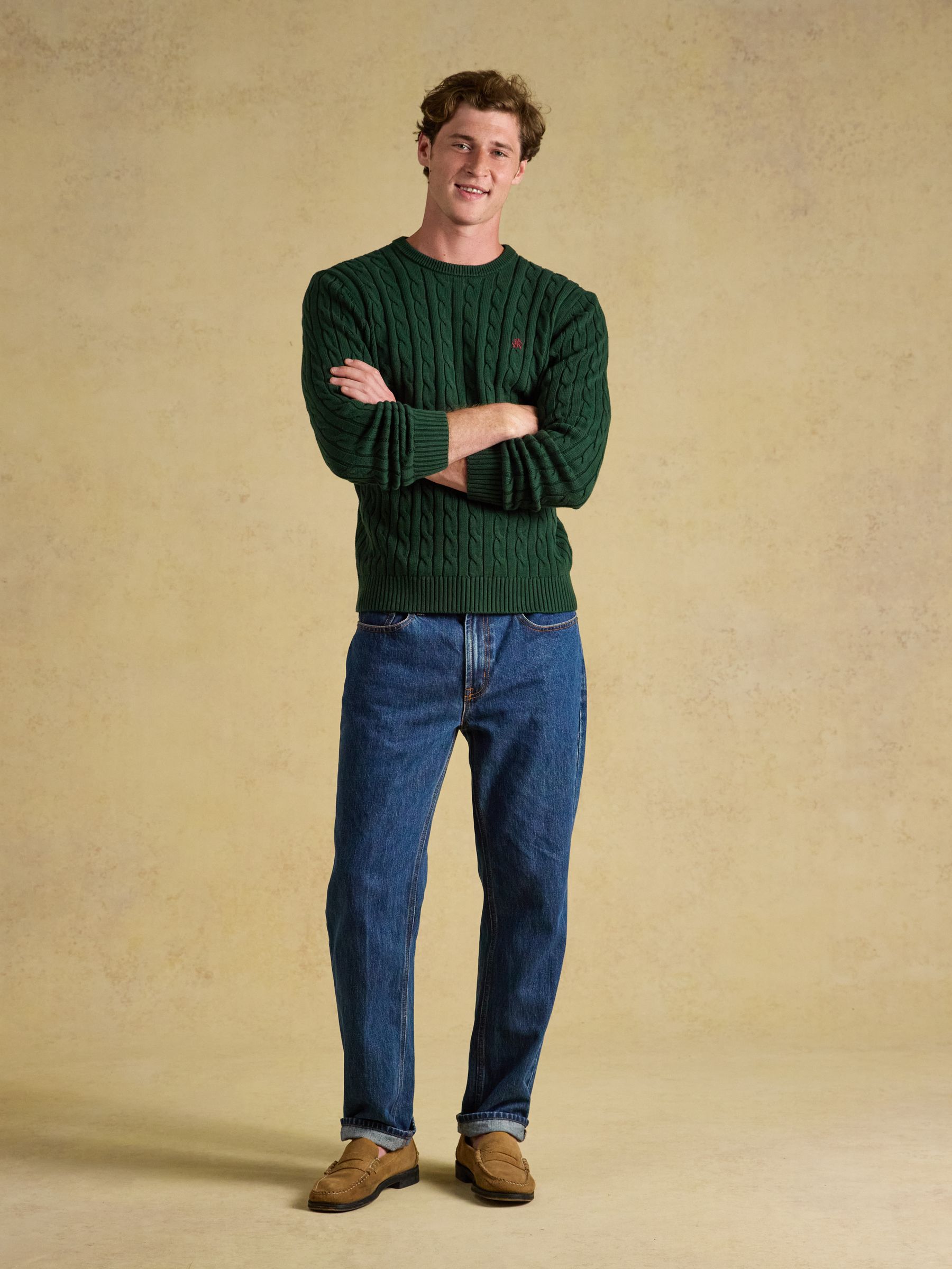 Green Cable Crew Jumper - Image 4 of 7