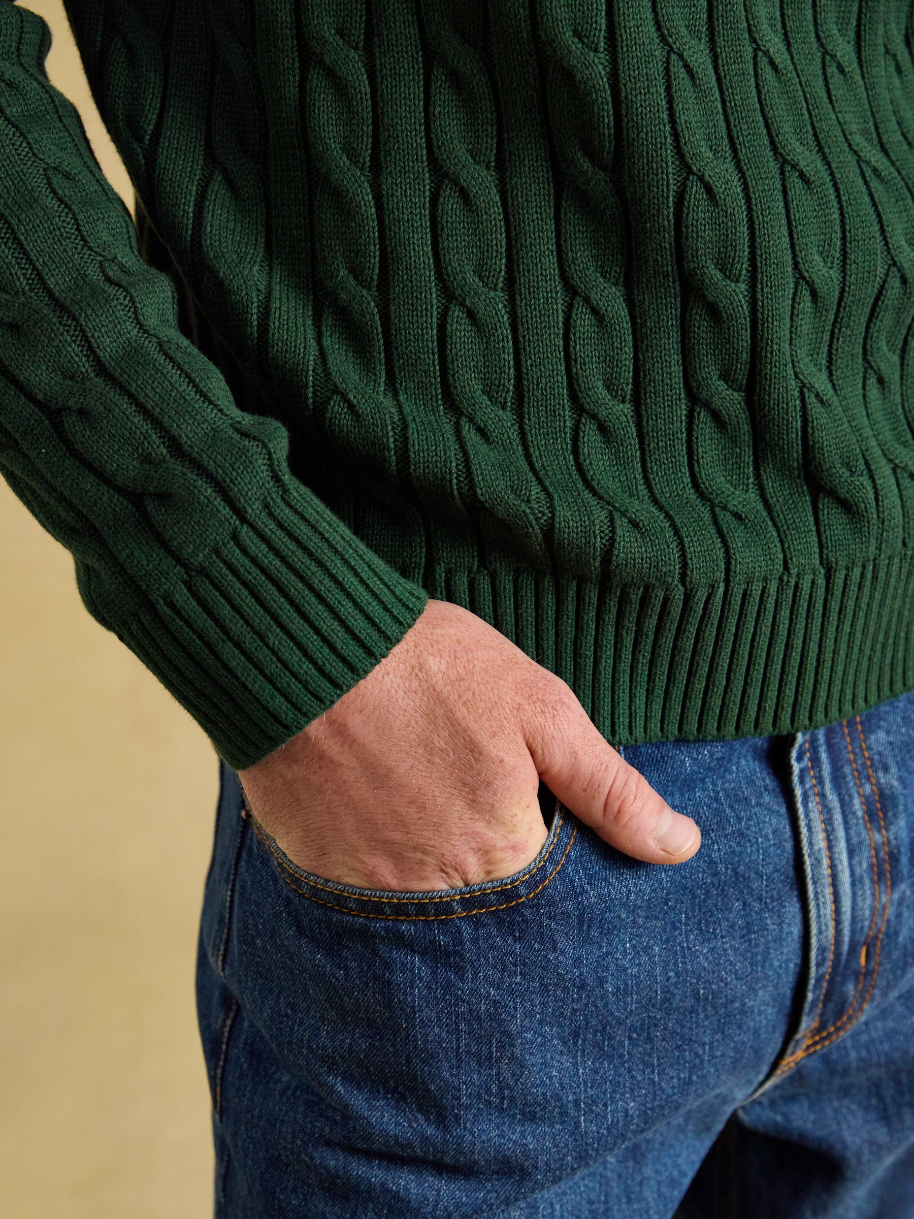 Green Cable Crew Jumper - Image 6 of 7