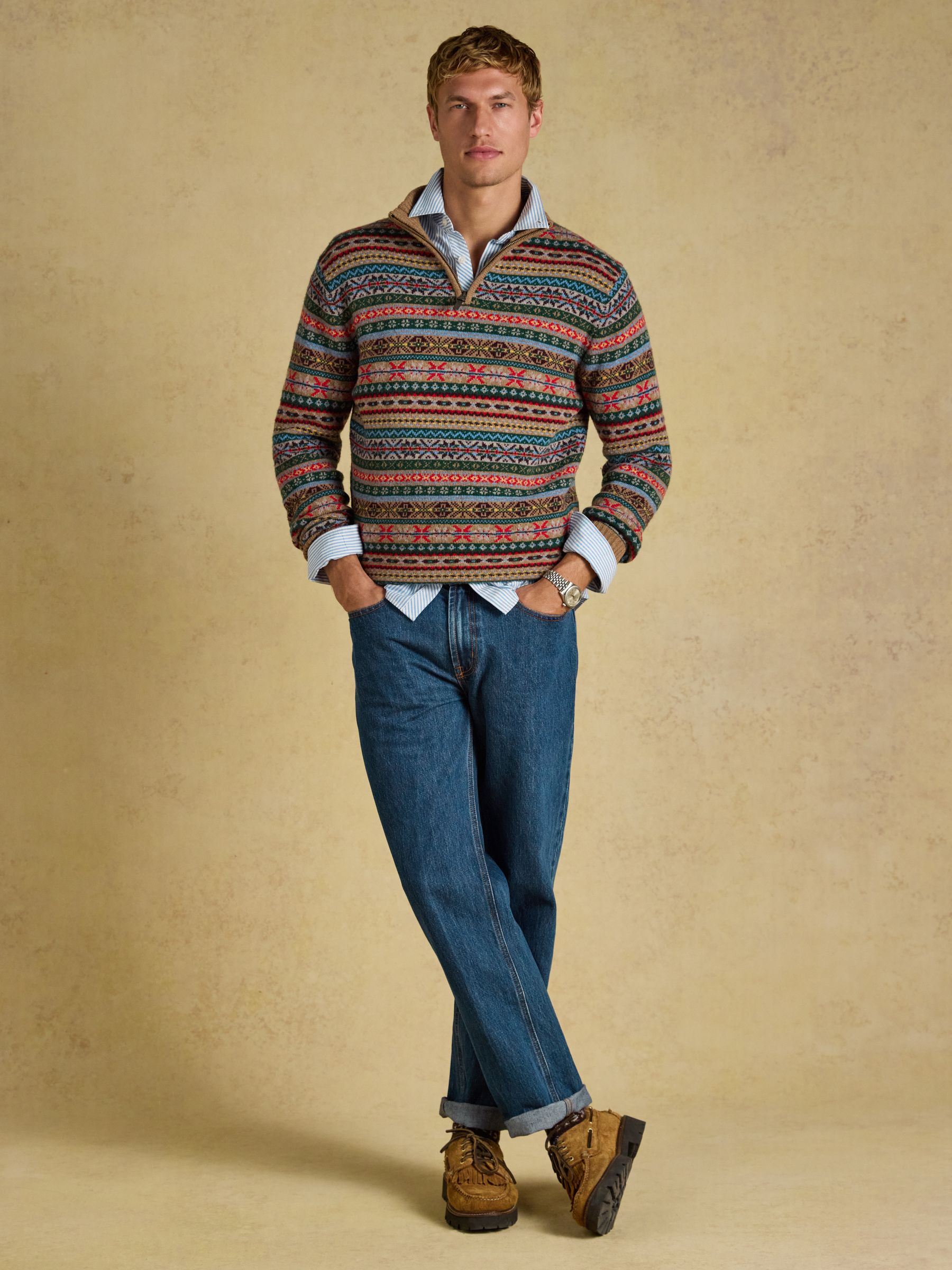 Multi Wool Rich Fair Isle Quarter Zip Jumper - Image 6 of 7