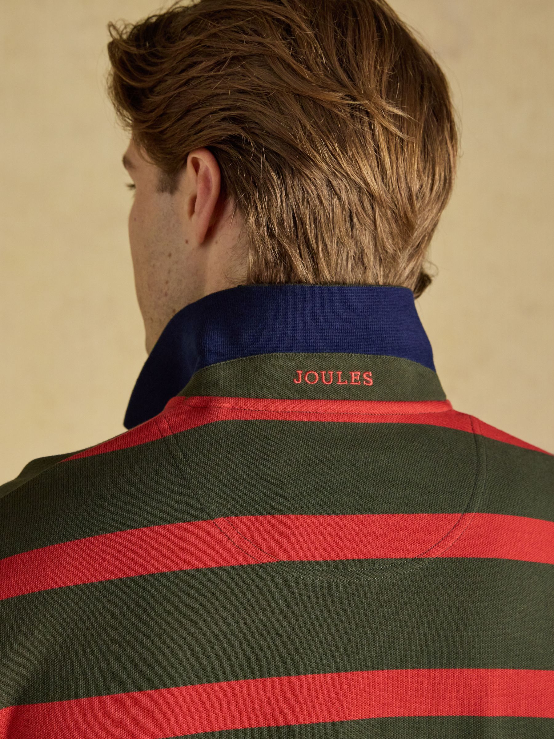 Woody Green & Orange Striped Short Sleeve Cotton Pique Polo Shirt - Image 8 of 10
