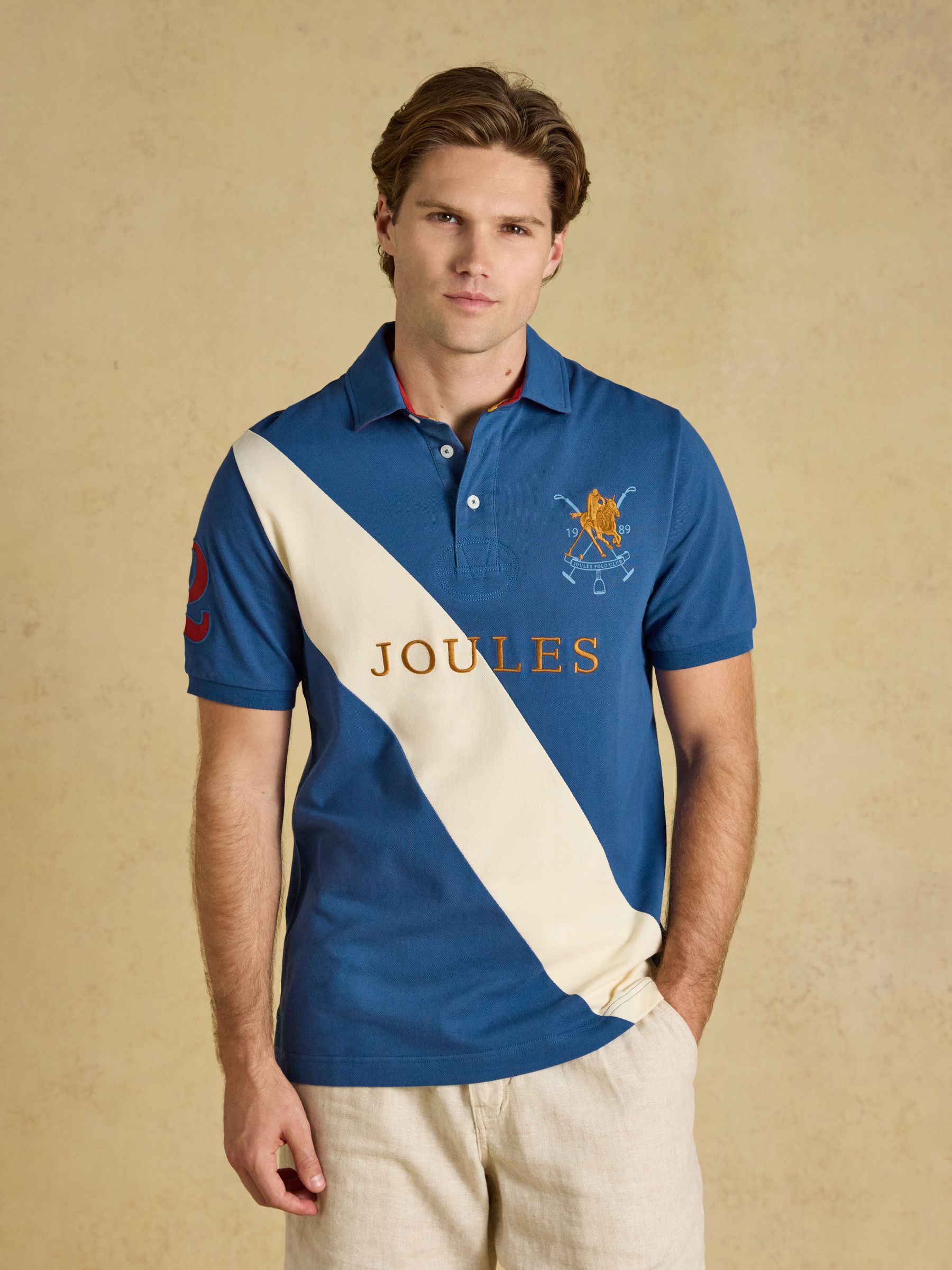 Woody Navy & White Embellished Cotton Pique Polo Shirt - Image 1 of 7 Woody Navy & White Embellished Cotton Pique Polo Shirt - Image 1 of 7