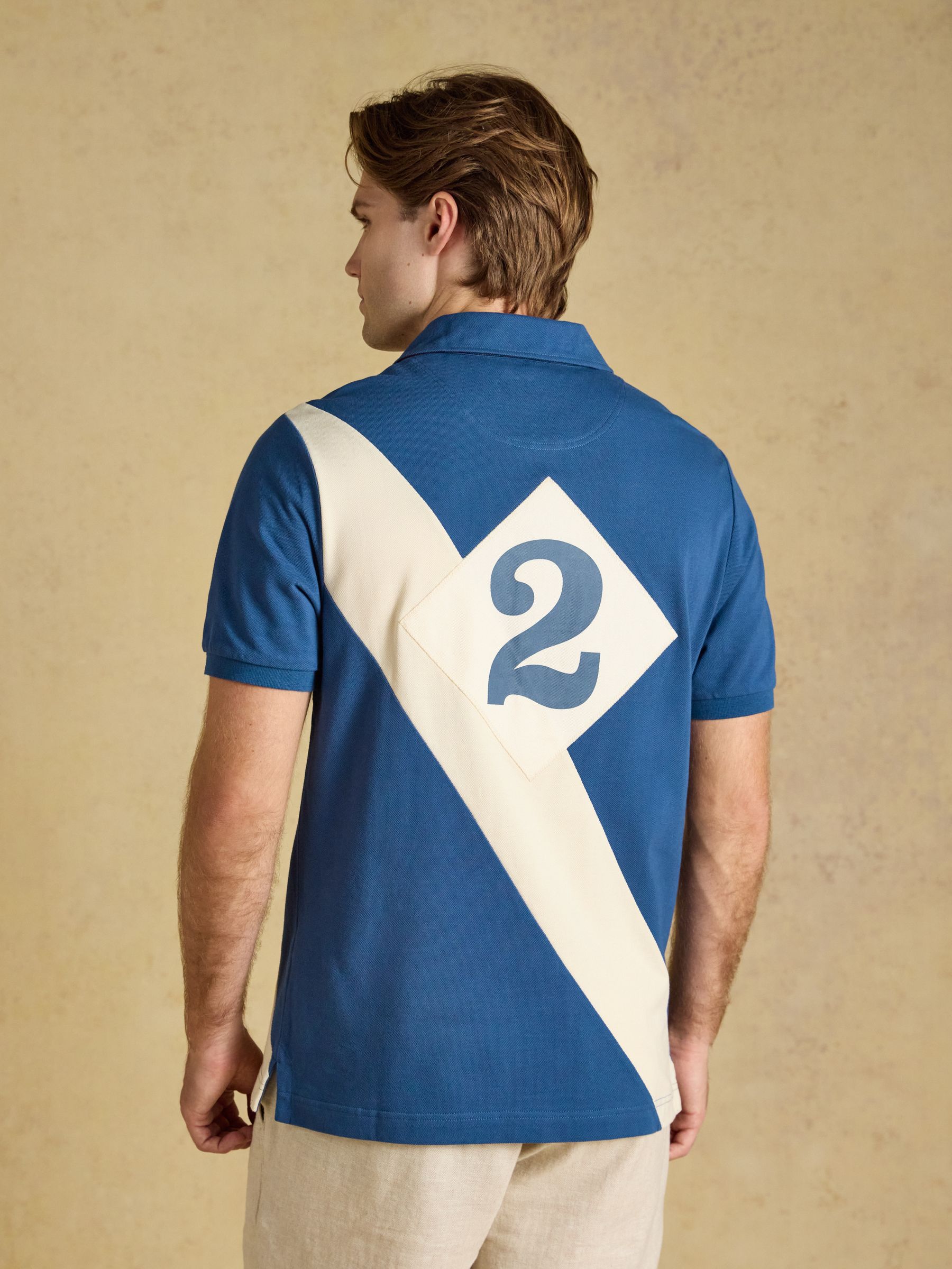 Woody Navy & White Embellished Cotton Pique Polo Shirt - Image 2 of 7