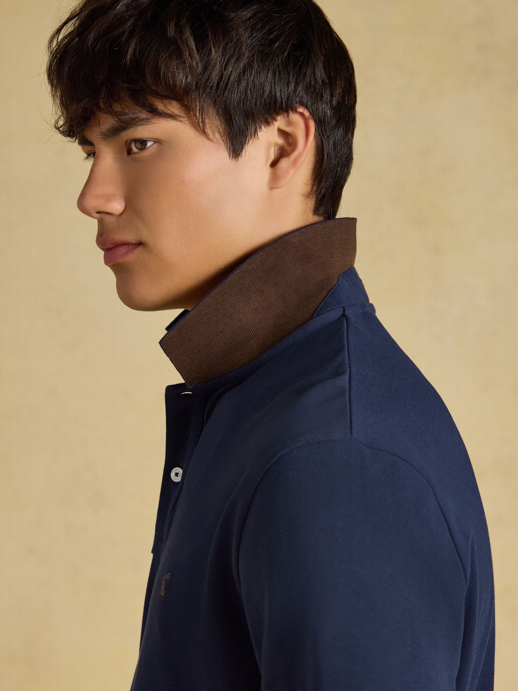 Navy Long Sleeve Cotton Pique Polo Shirt - Image 3 of 8