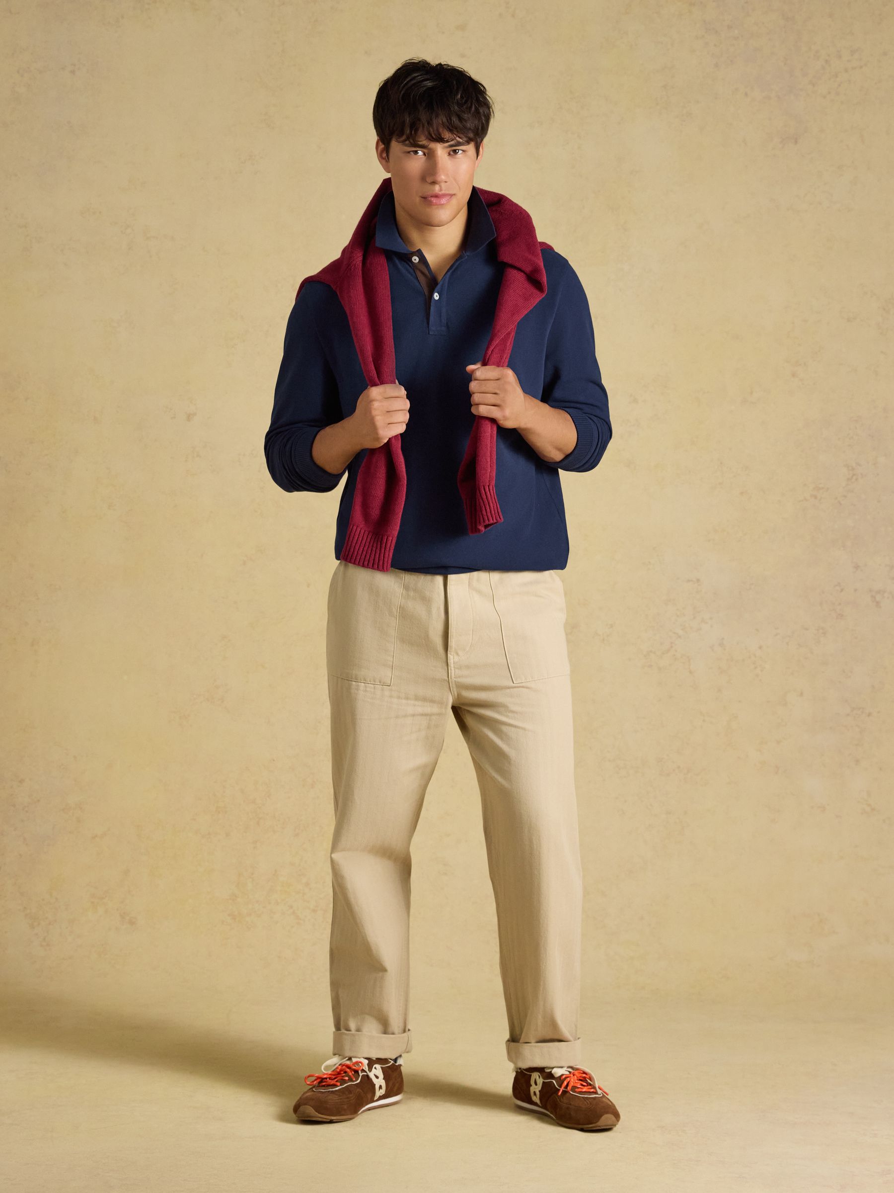Navy Long Sleeve Cotton Pique Polo Shirt - Image 4 of 8