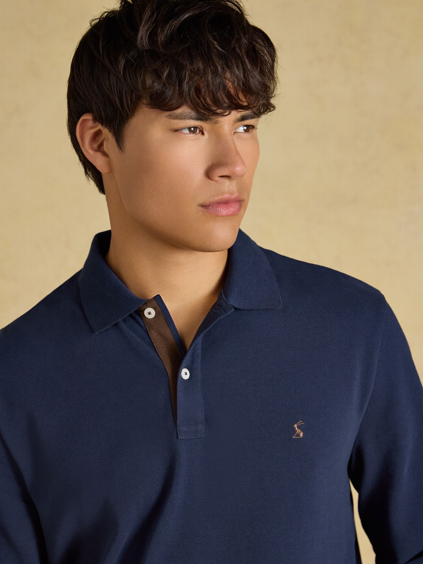 Navy Long Sleeve Cotton Pique Polo Shirt - Image 5 of 8
