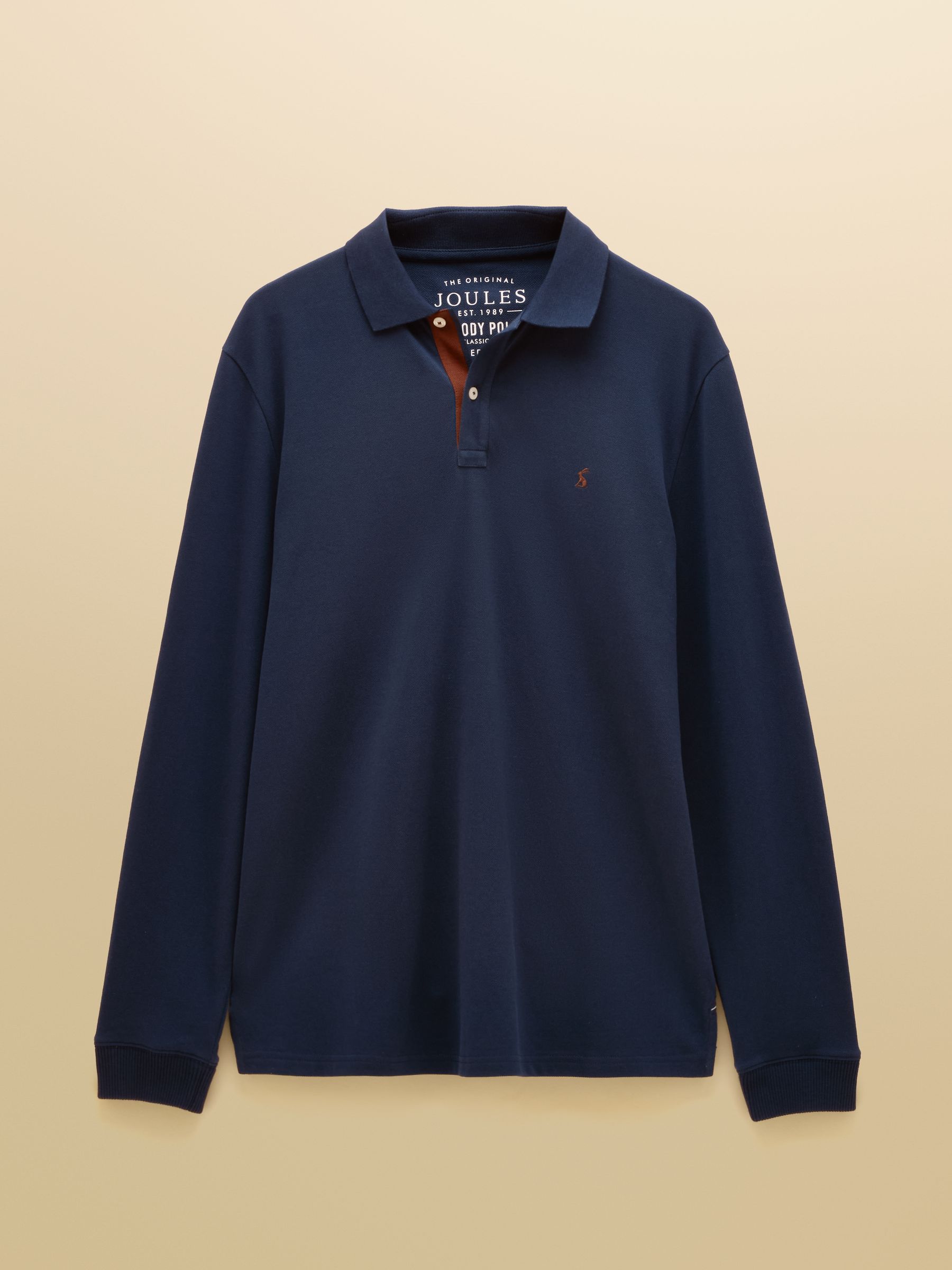 Navy Long Sleeve Cotton Pique Polo Shirt - Image 8 of 8