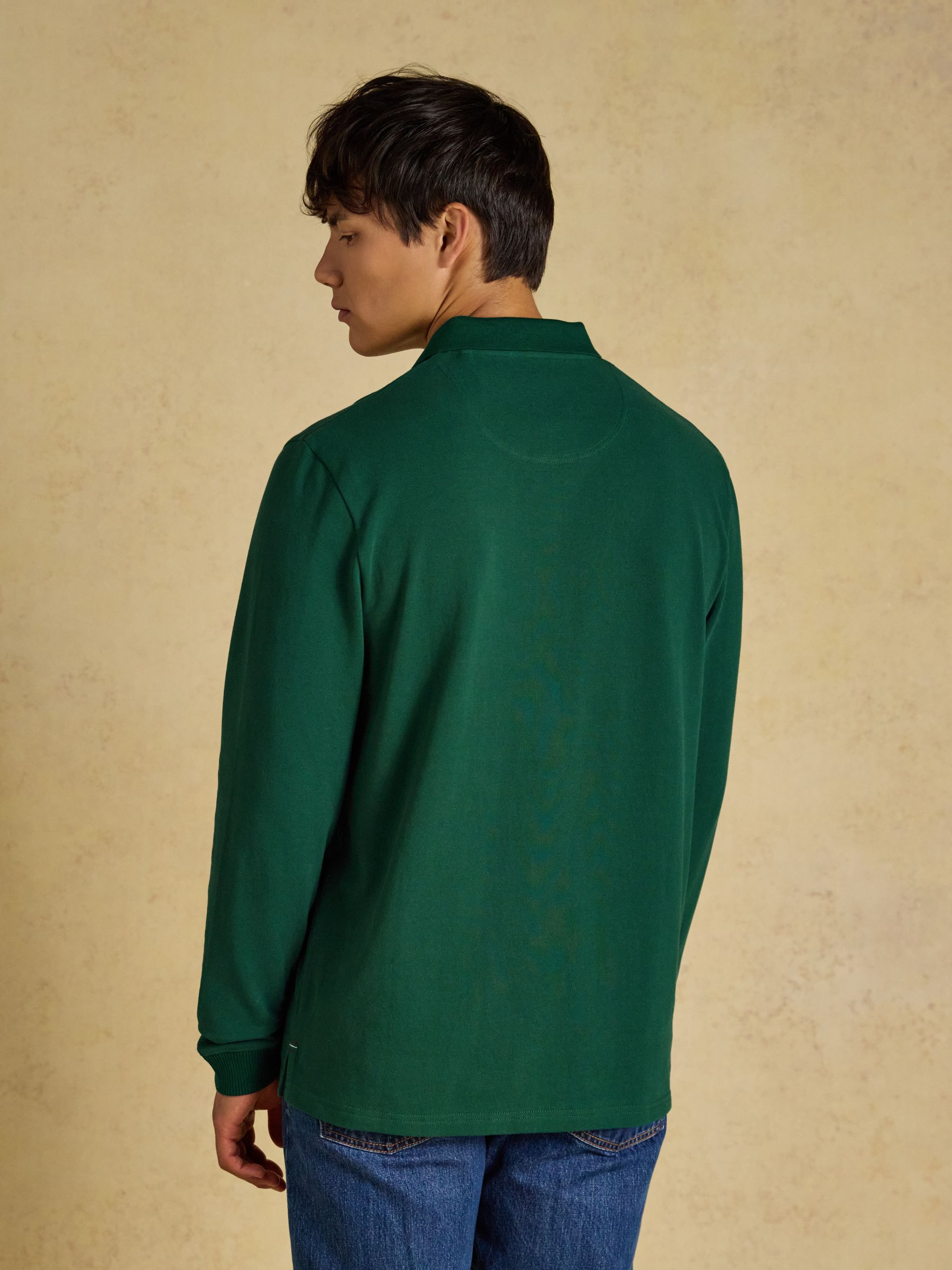 Green Long Sleeve Cotton Pique Polo Shirt - Image 2 of 7