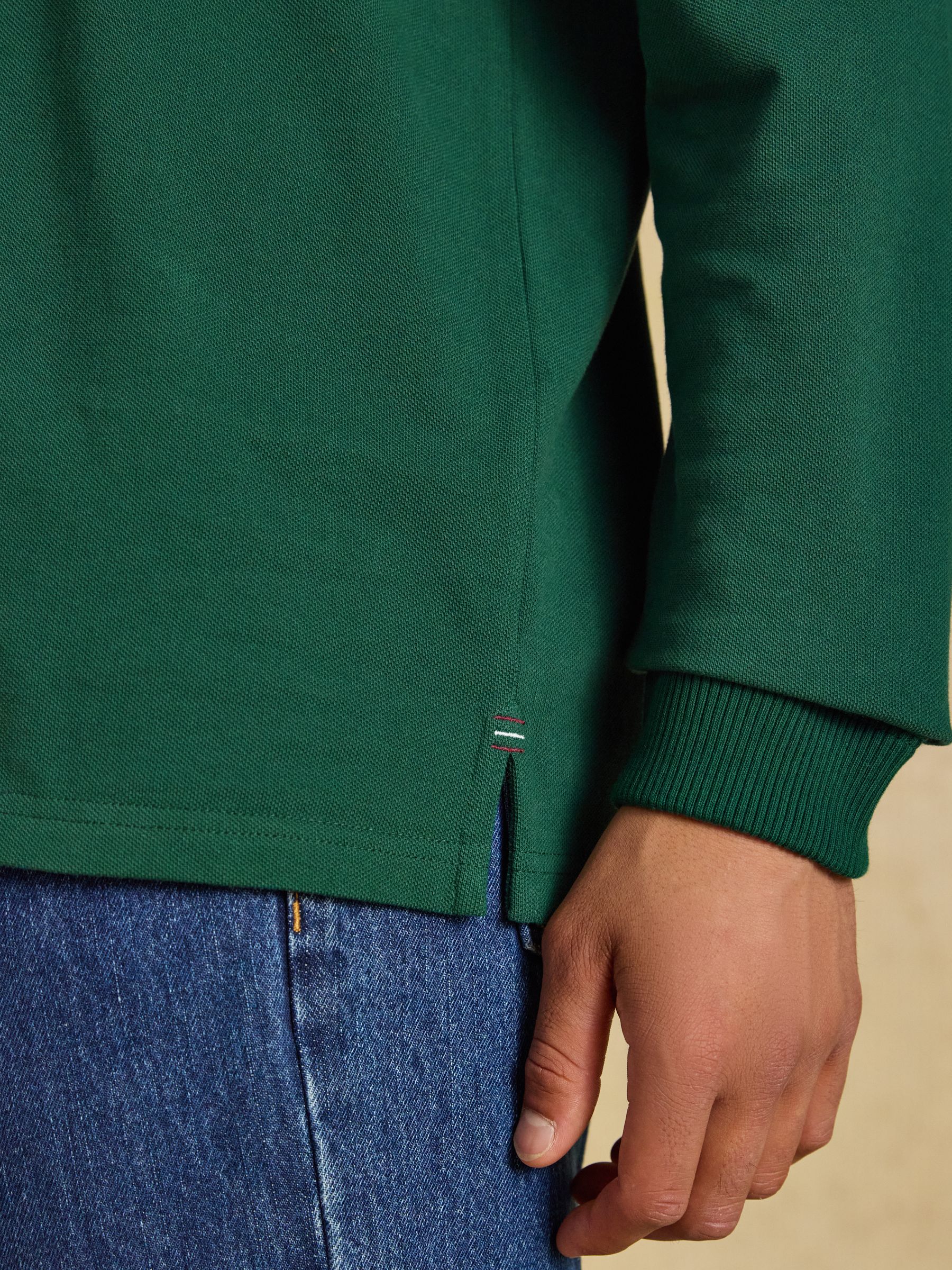 Green Long Sleeve Cotton Pique Polo Shirt - Image 6 of 7