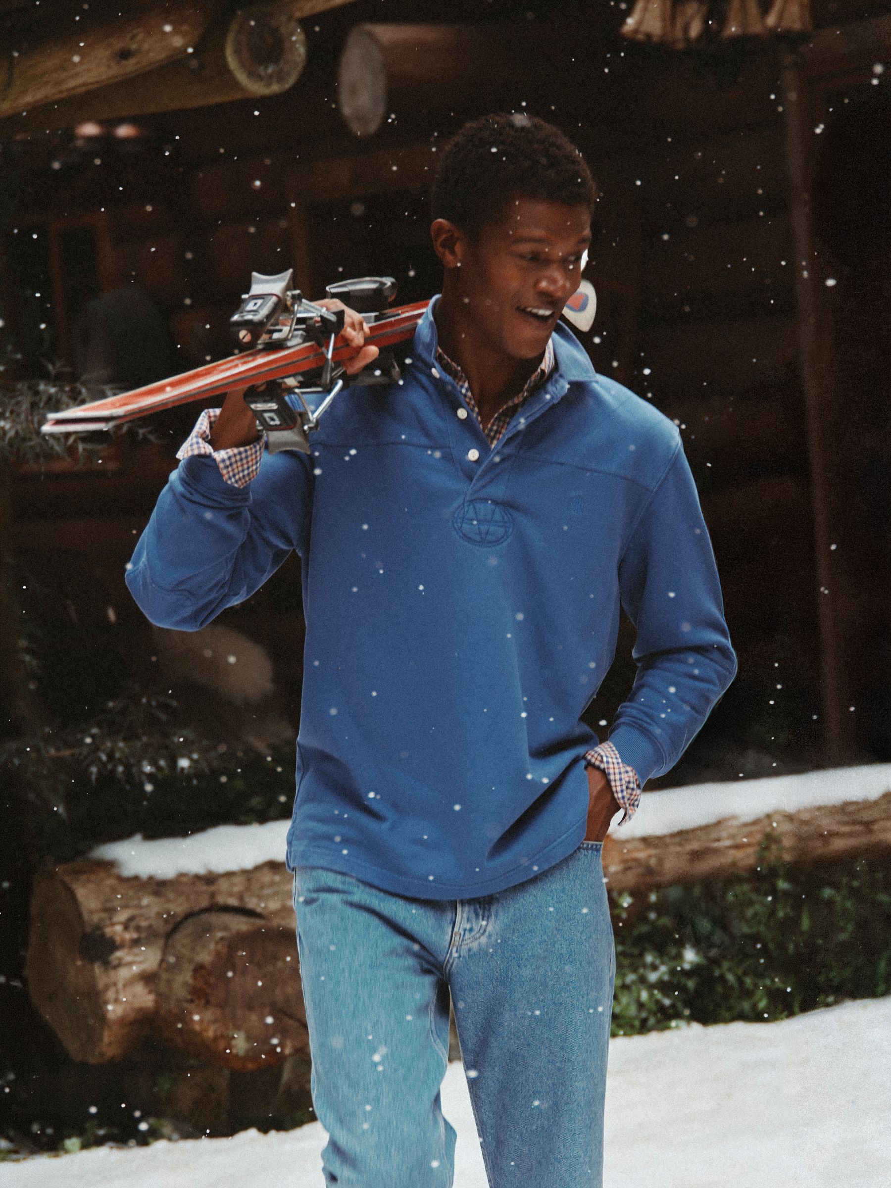 Garment Dyed Blue Loopback Rugby Shirt - Image 1 of 12