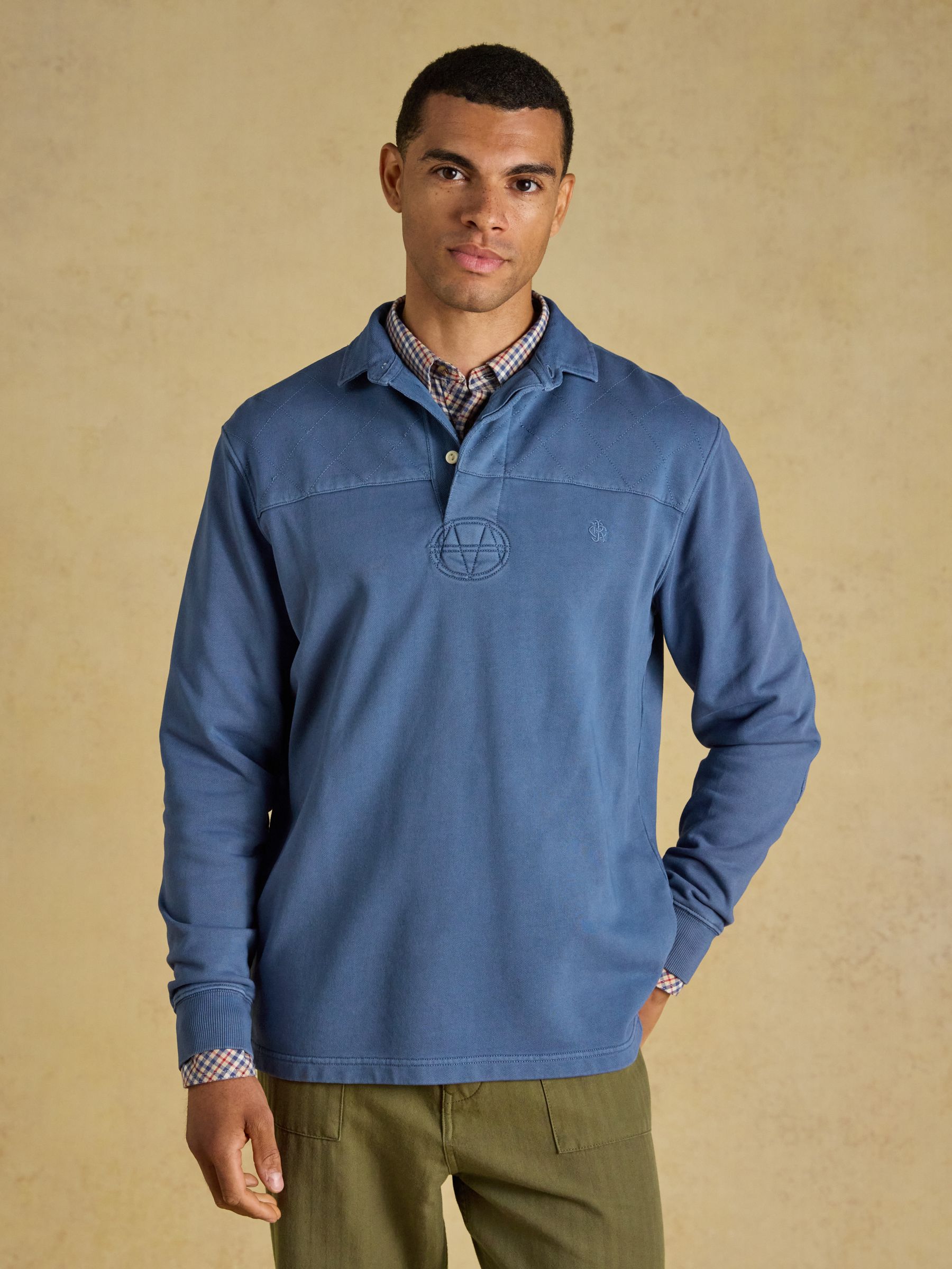 Garment Dyed Blue Loopback Rugby Shirt - Image 3 of 12