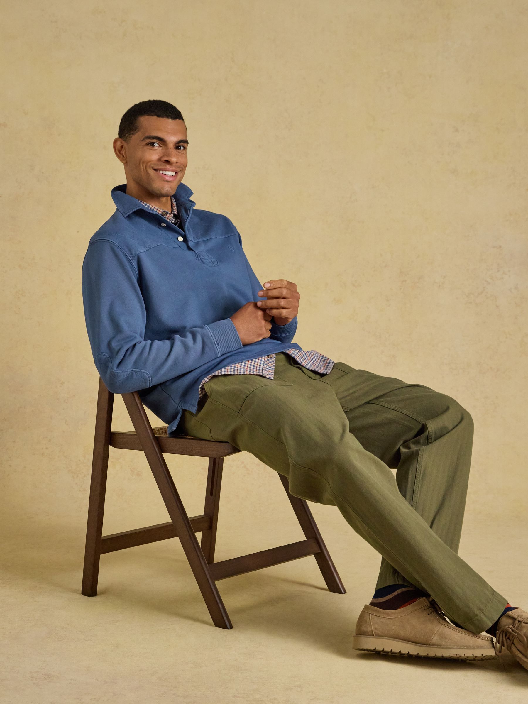 Garment Dyed Blue Loopback Rugby Shirt - Image 5 of 12
