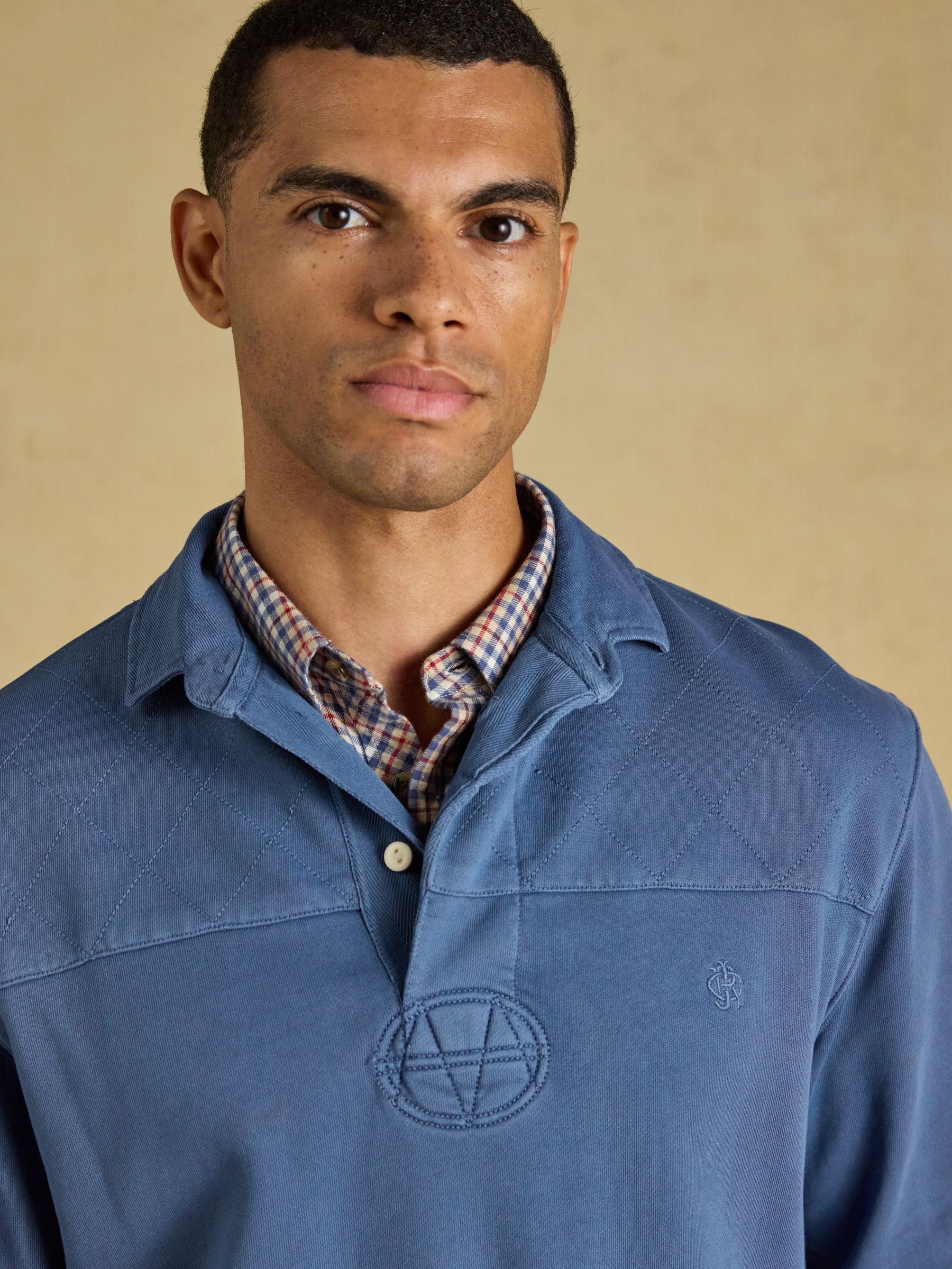 Garment Dyed Blue Loopback Rugby Shirt - Image 6 of 12