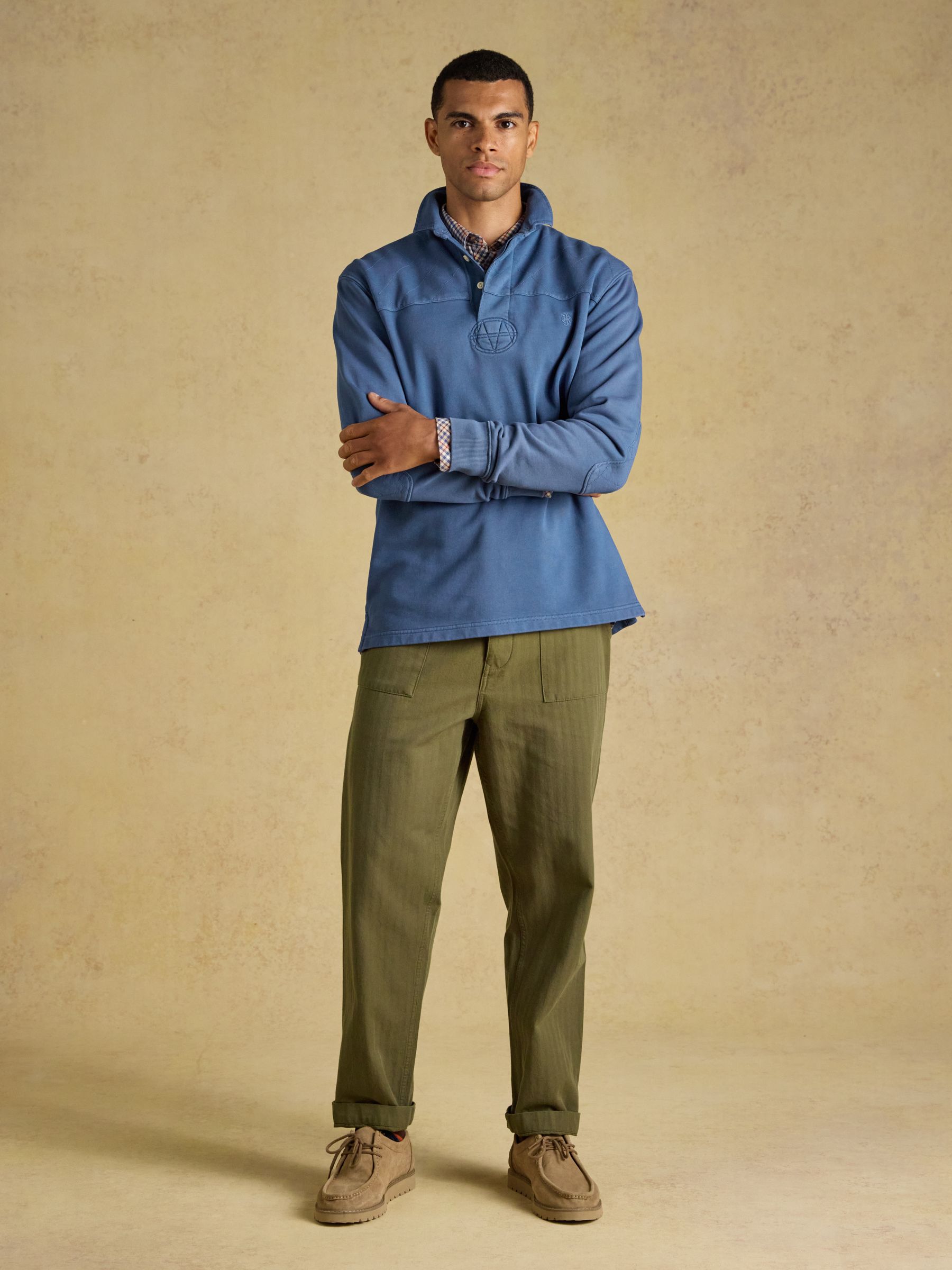 Garment Dyed Blue Loopback Rugby Shirt - Image 8 of 12