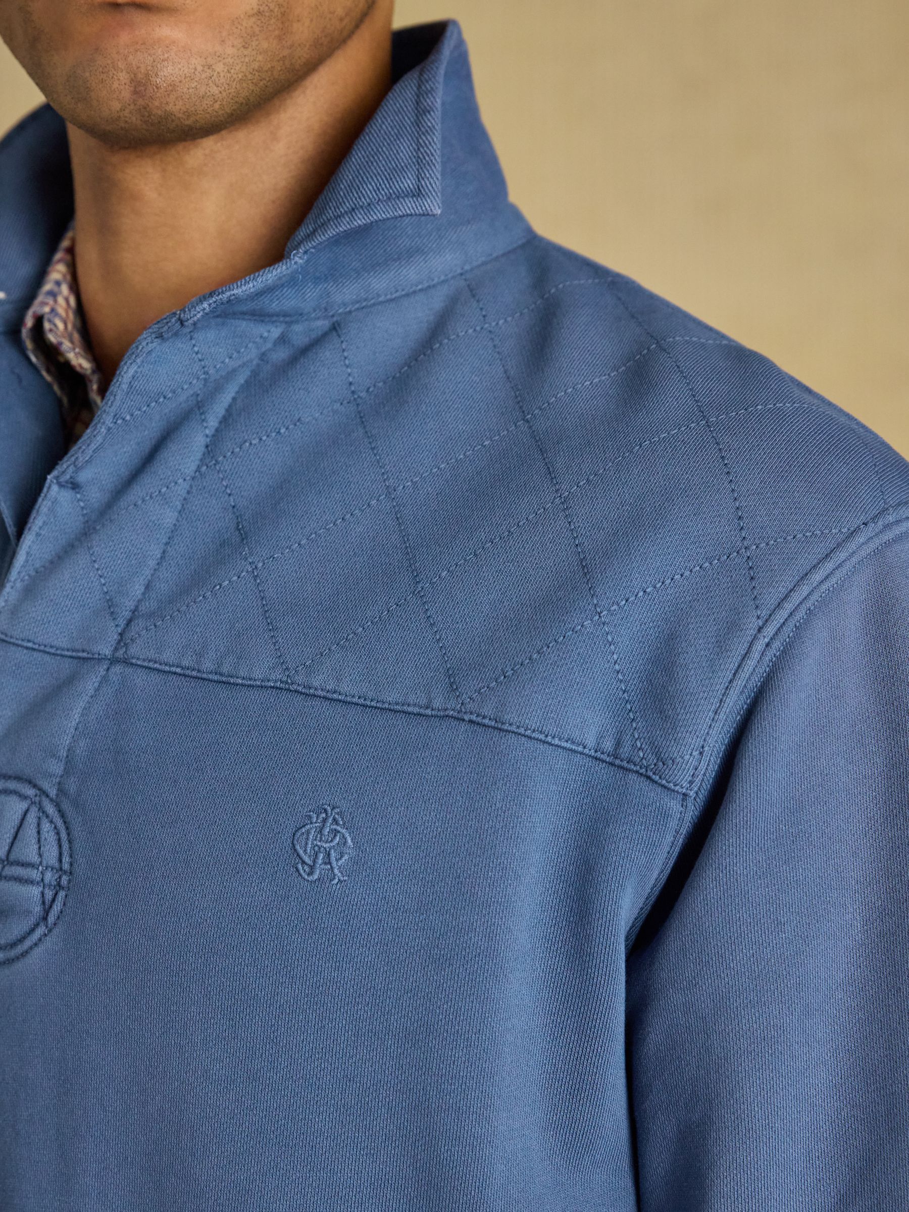 Garment Dyed Blue Loopback Rugby Shirt - Image 9 of 12