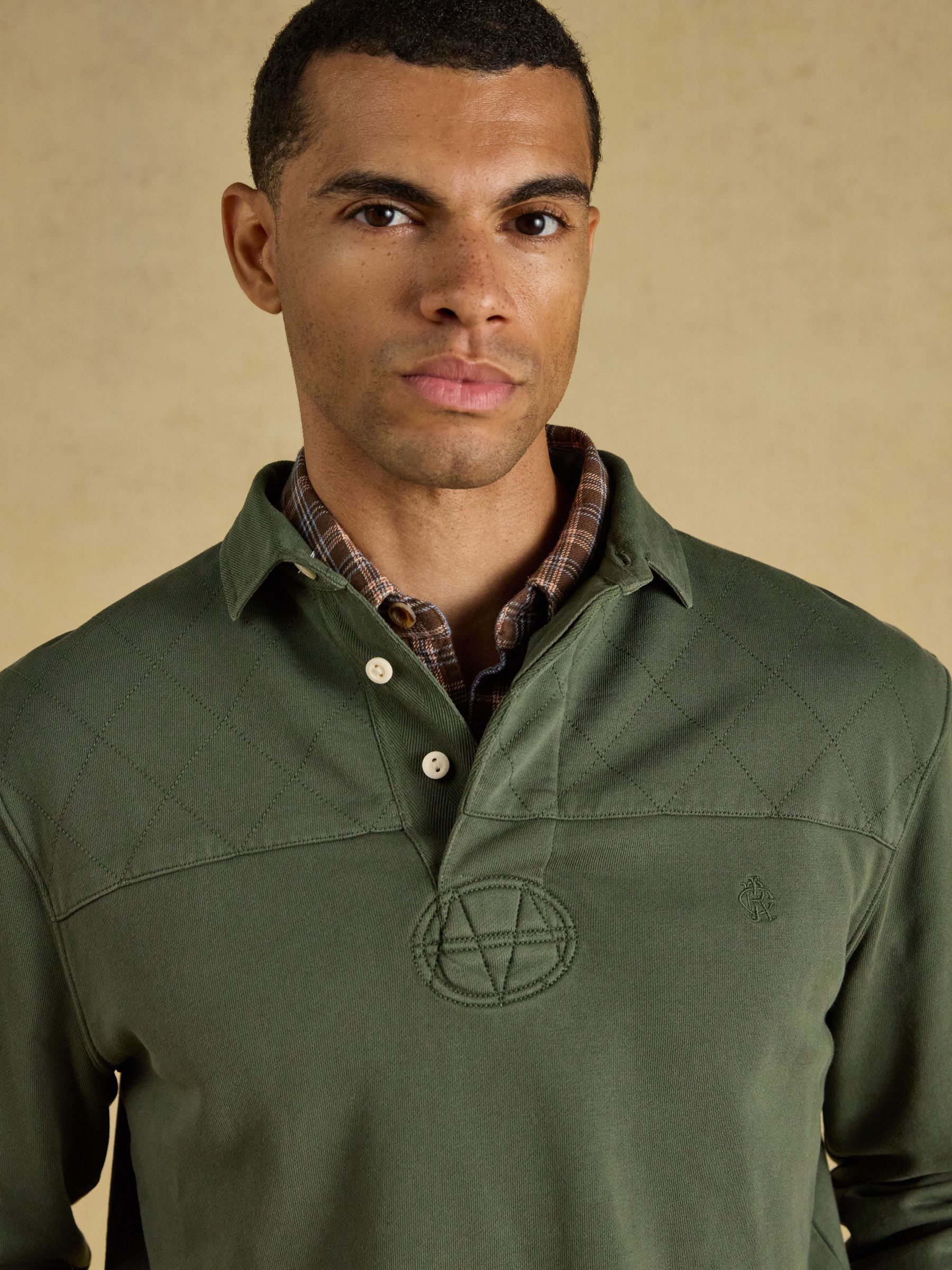 Garment Dyed Khaki Green Loopback Rugby Shirt - Image 3 of 10
