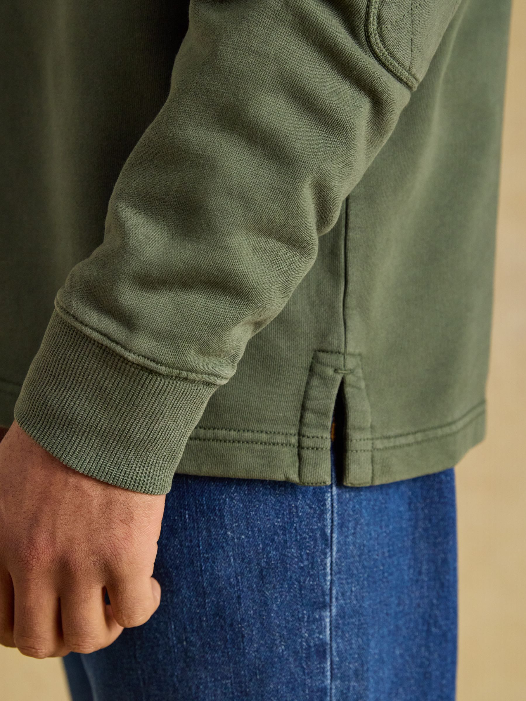 Garment Dyed Khaki Green Loopback Rugby Shirt - Image 6 of 10